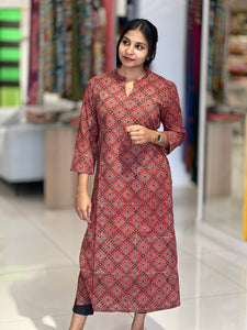 Ajrak Print Detailed Cotton Kurta | DNT228