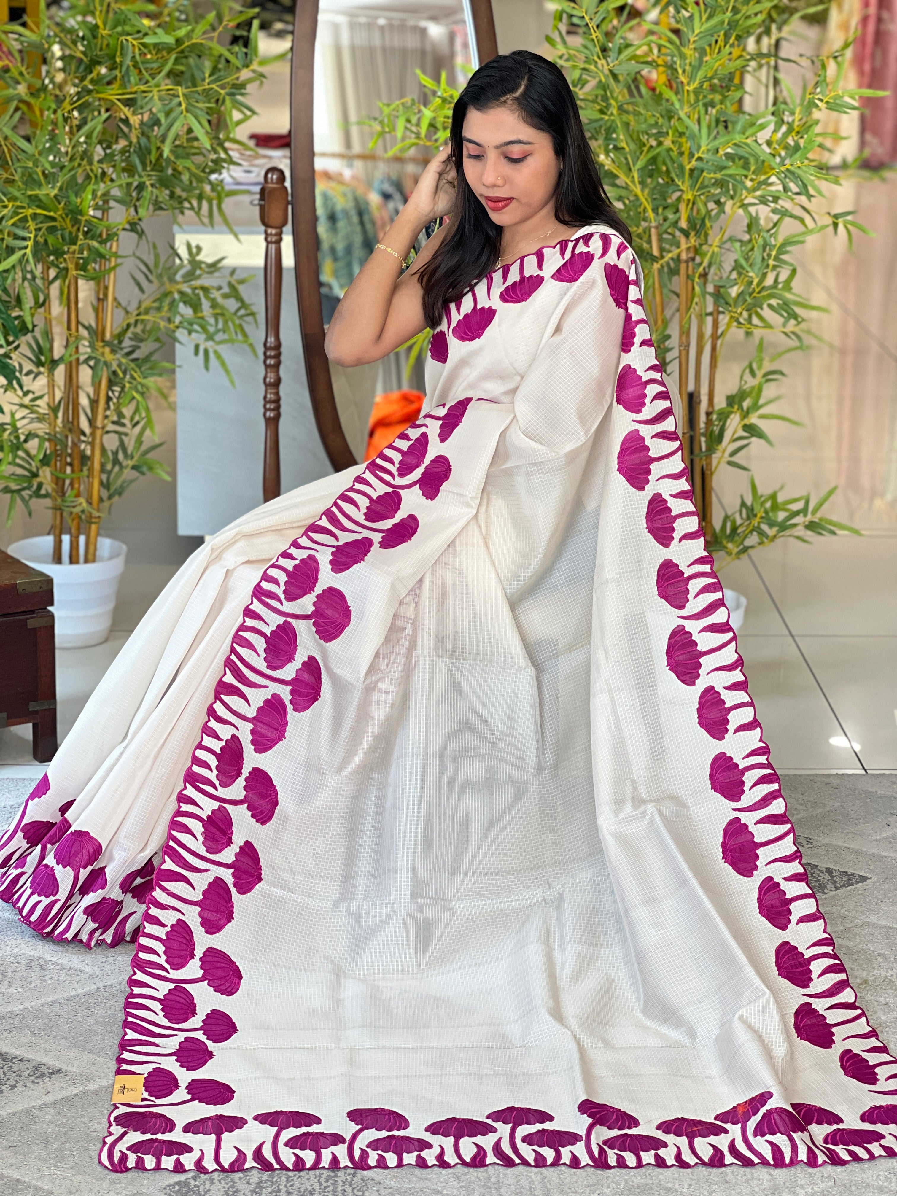 Floral Applique Worked Kota Saree |PKS219