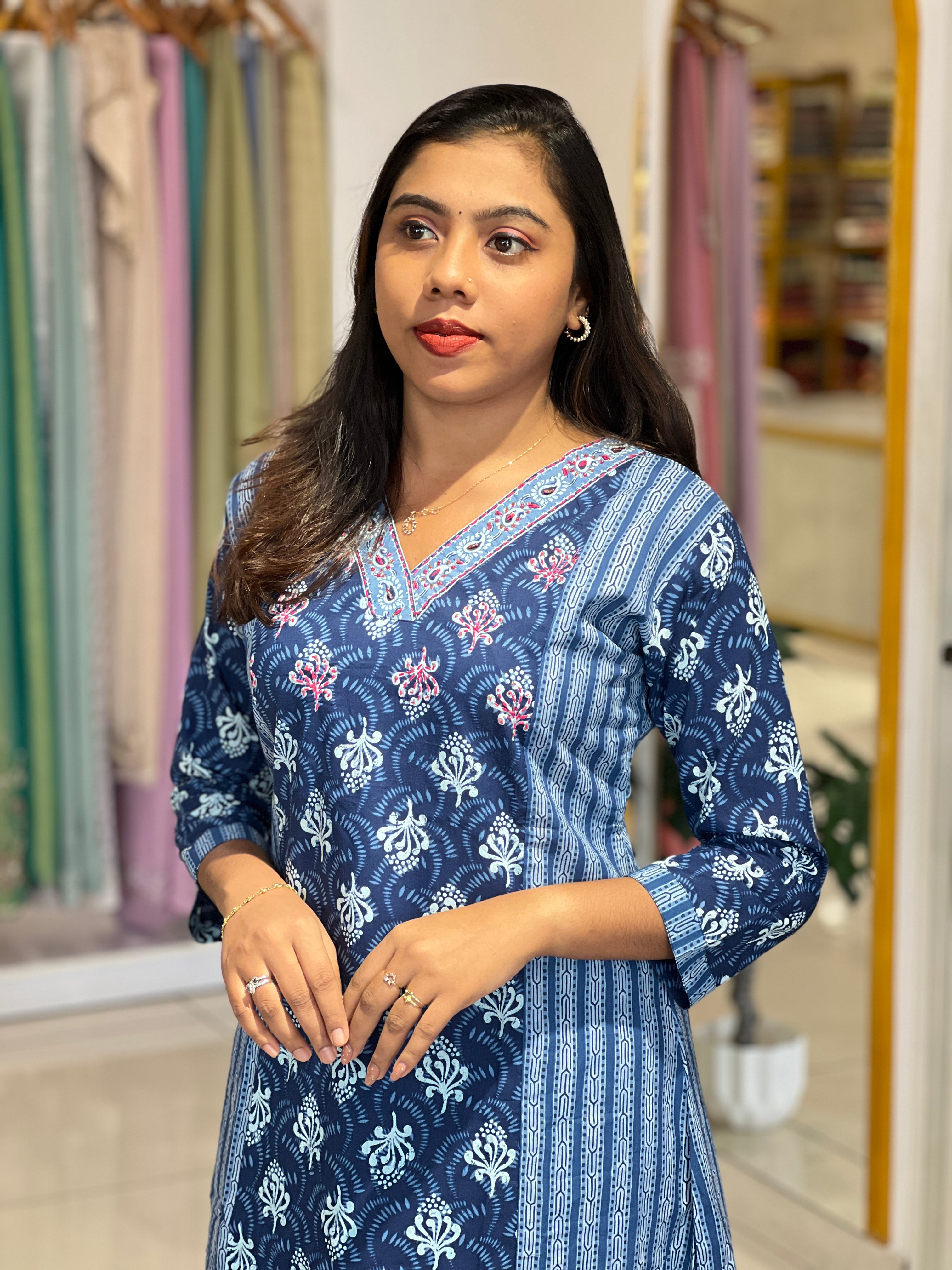 Floral Printed Cotton Kurta |DVC137