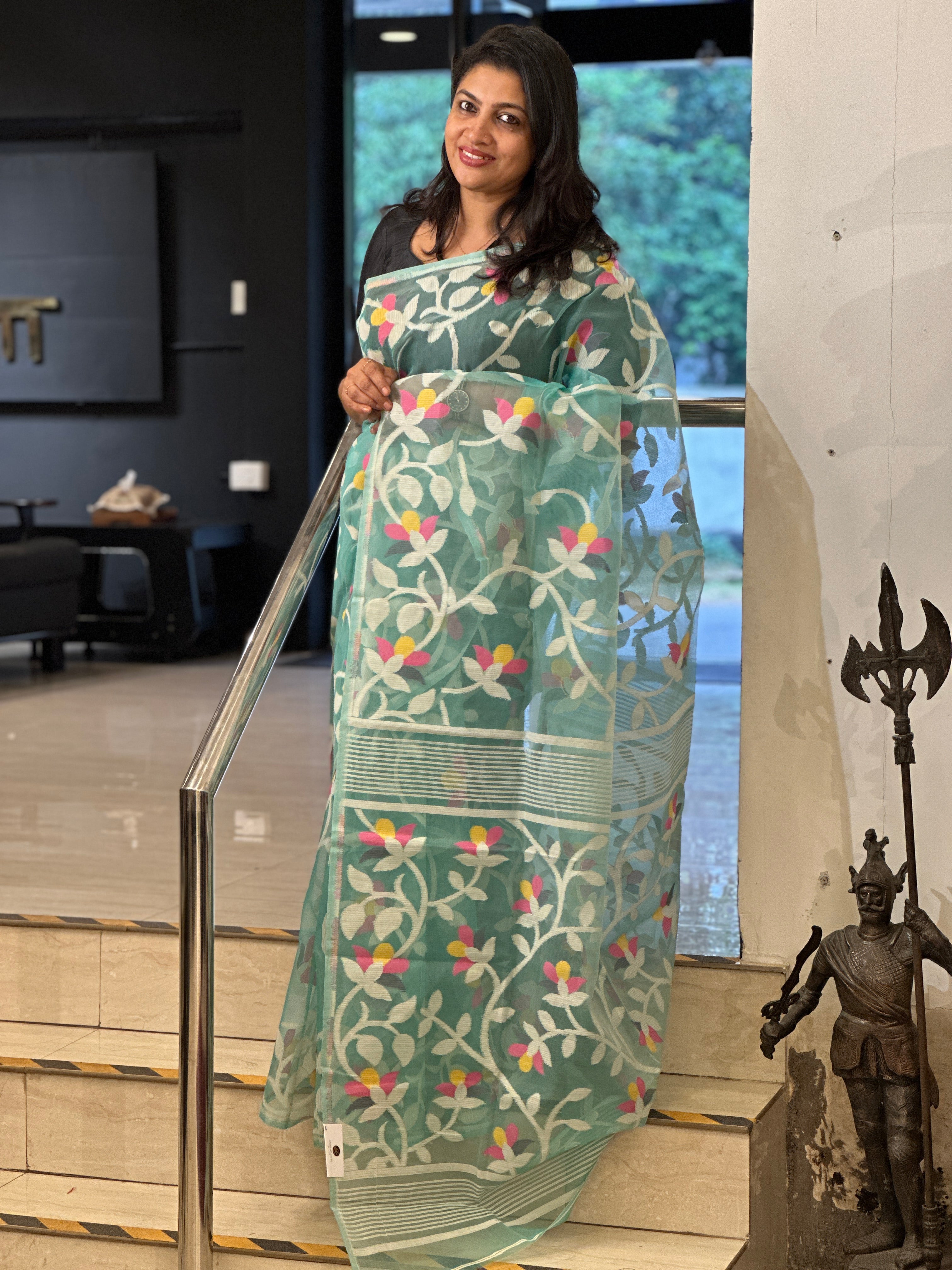 Fully Jamdani Woven Mercerized Cotton Saree (Without Blouse) | AYD191