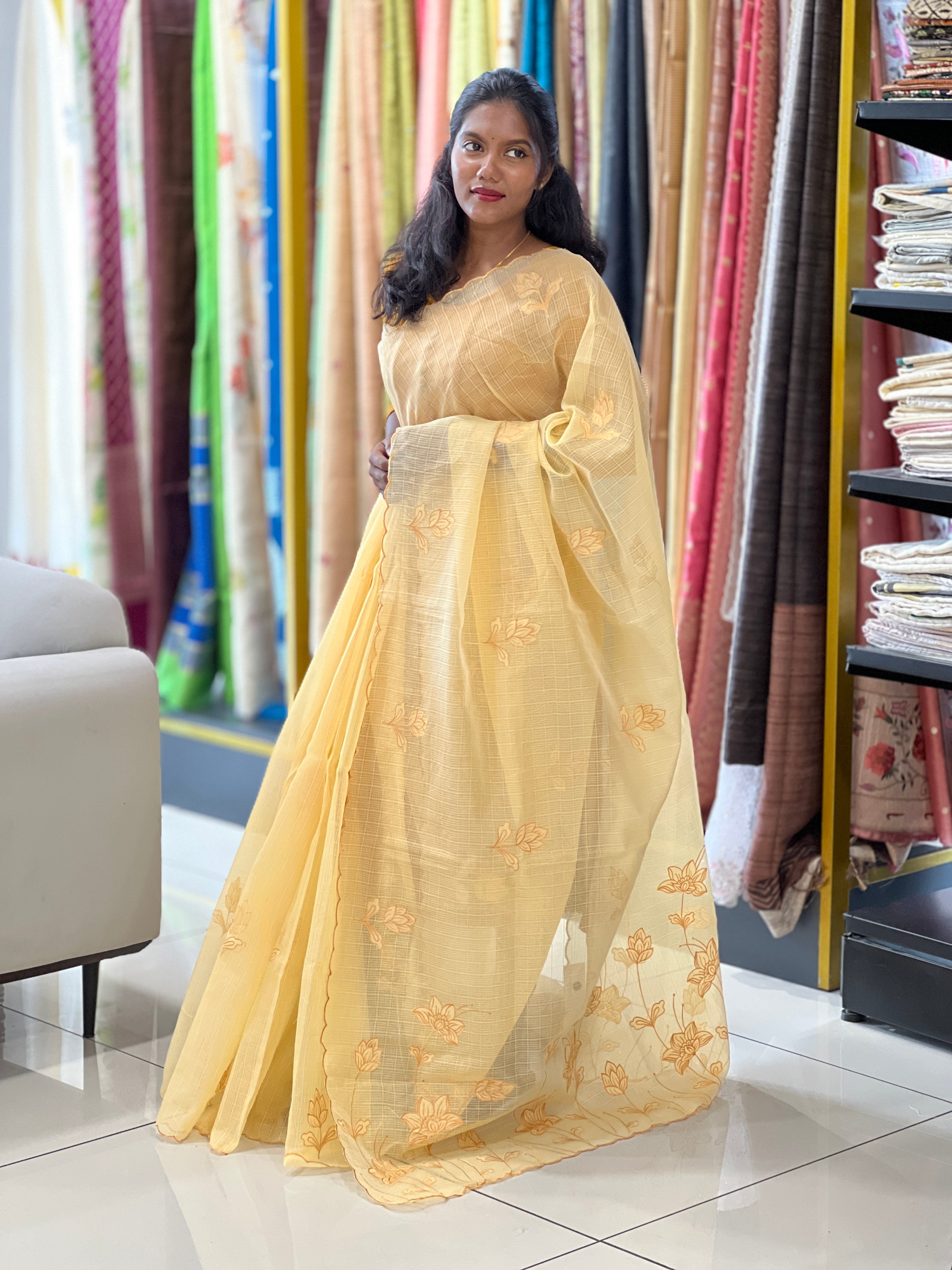 Floral Applique Detailing Kota Saree | BLD1630
