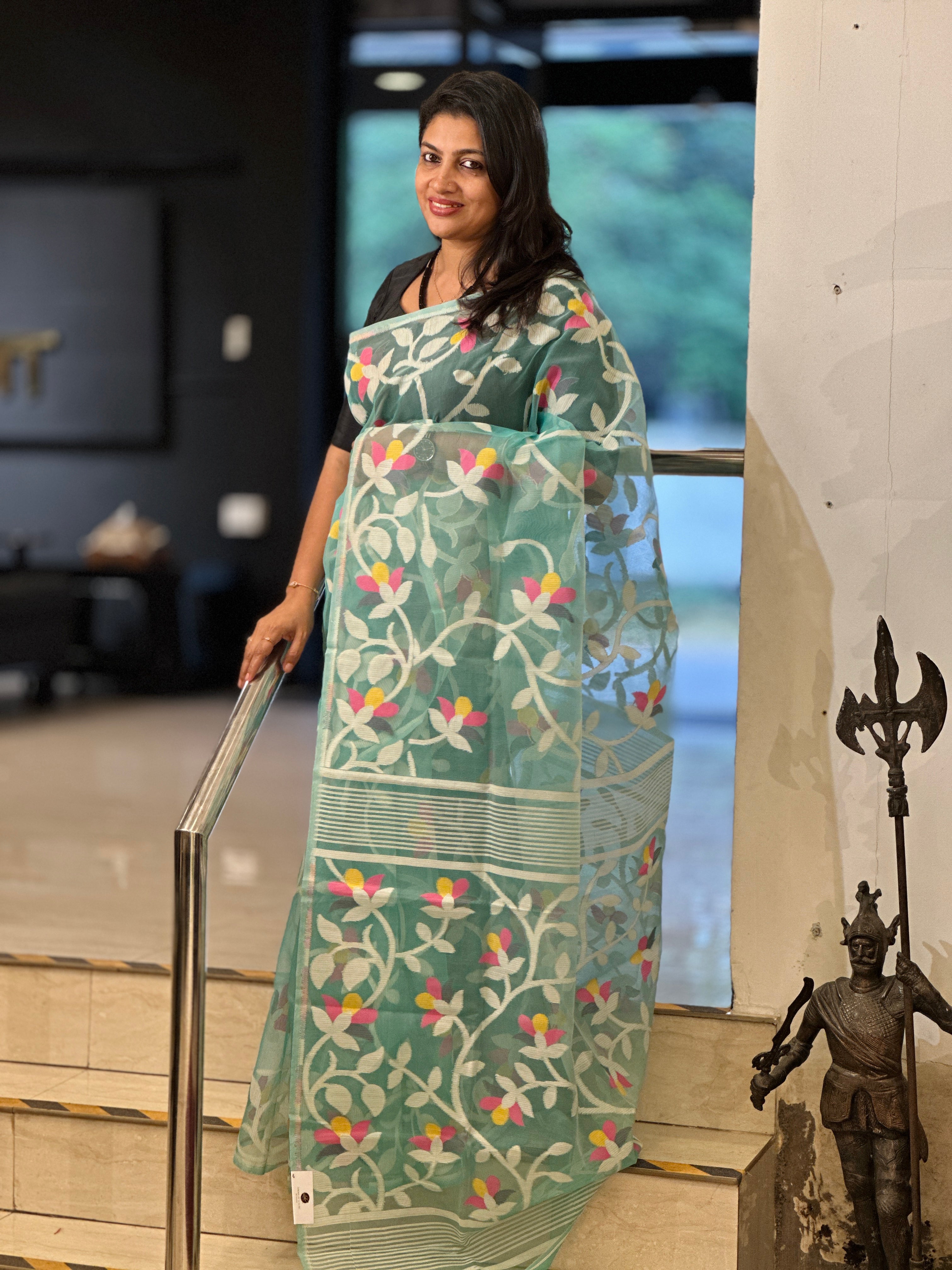 Fully Jamdani Woven Mercerized Cotton Saree (Without Blouse) | AYD191