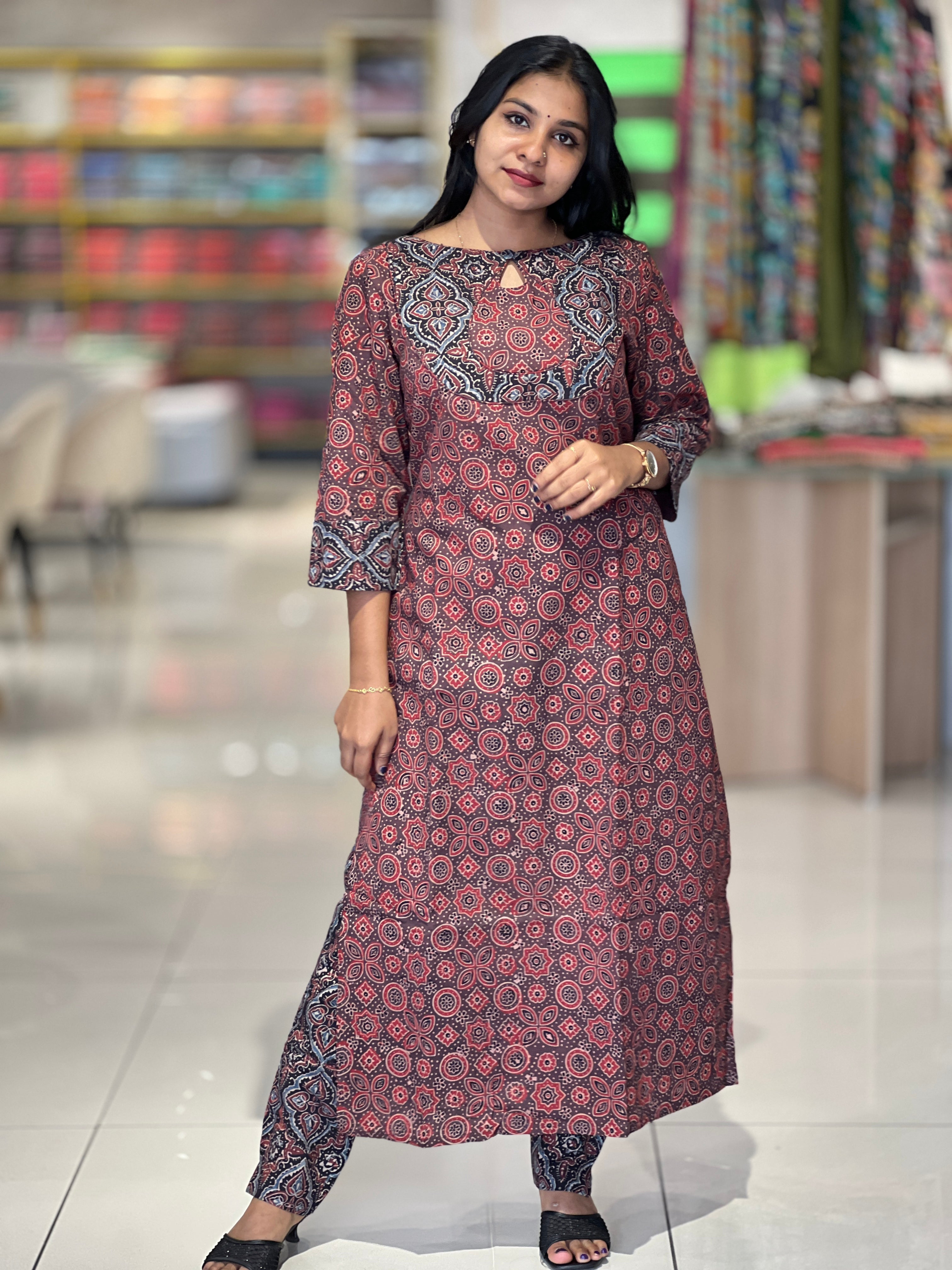 Ajrak Printed Cotton Kurta Top & Bottom | DNT207