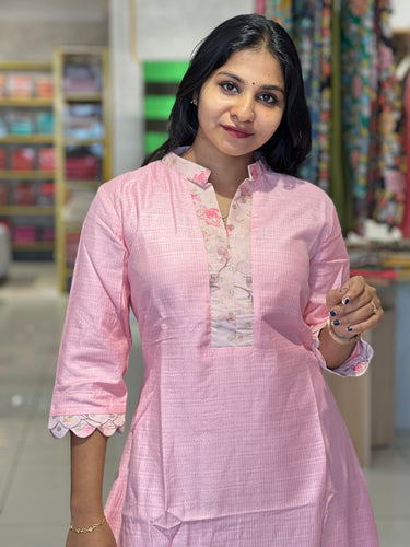 Patch Detailed Semi Silk A-Line Kurta | DNT303
