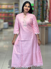 Patch Detailed Semi Silk A-Line Kurta | DNT303