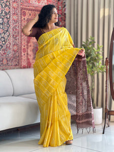 Printed Tussar Finish Saree | US214