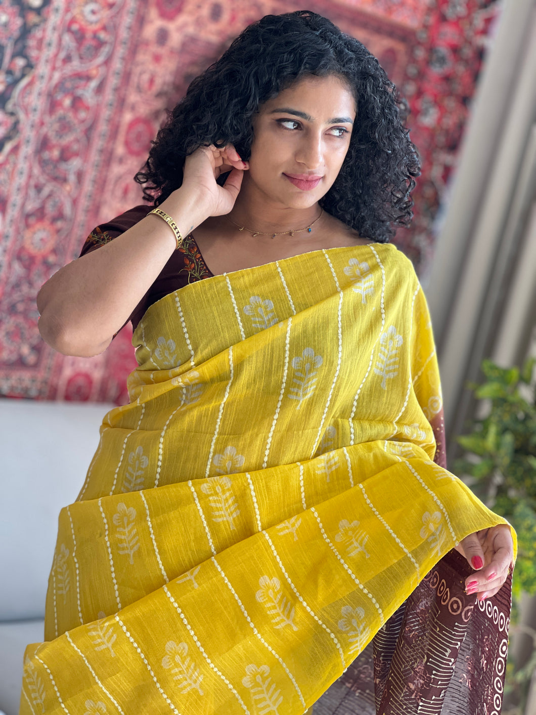 Printed Tussar Finish Saree | US214