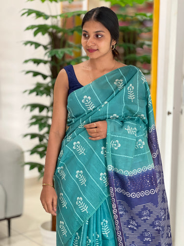 Printed Tussar Finish Saree | US213