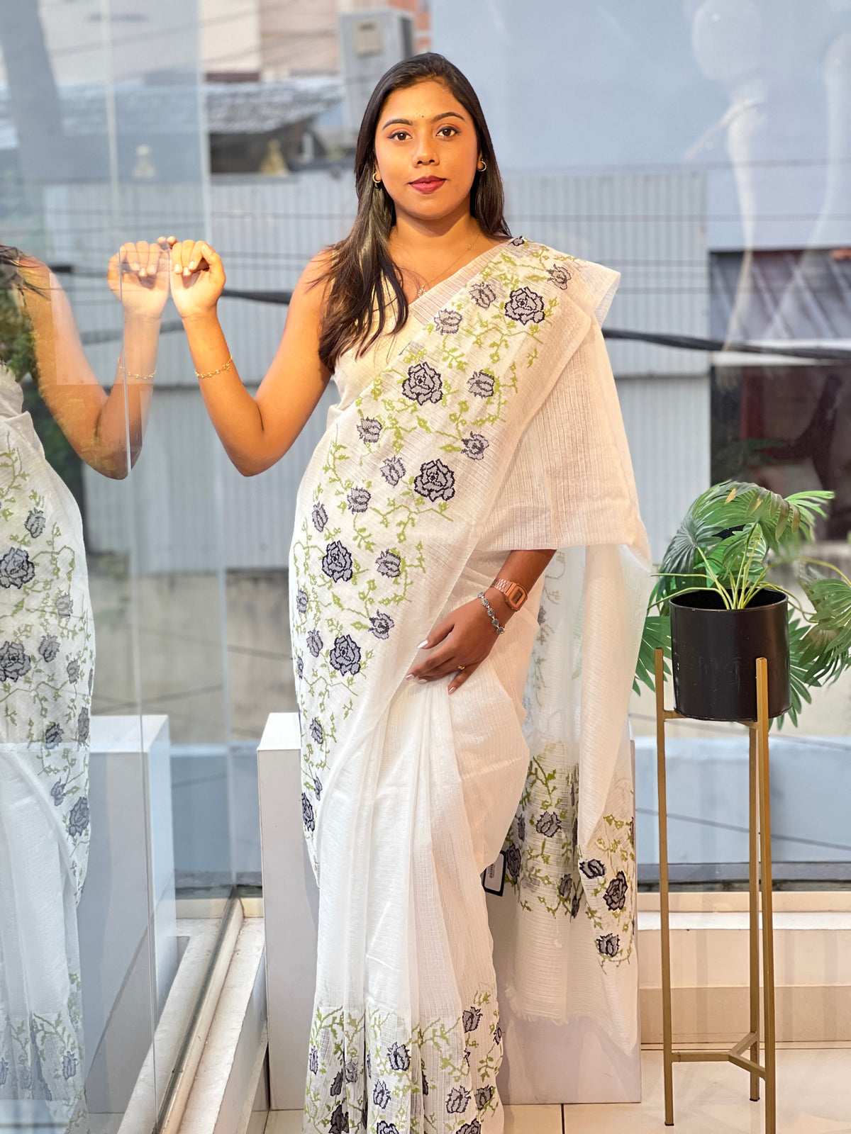 Cross Stitch Embroidery Kota Saree | NHH244