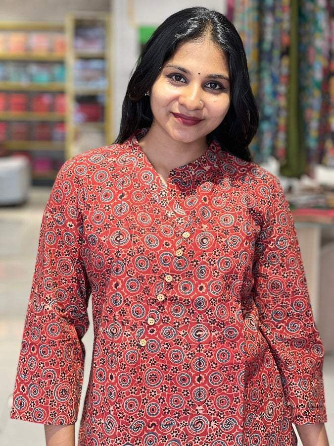 Ajrak Print Patterned Cotton Kurta | DNT301