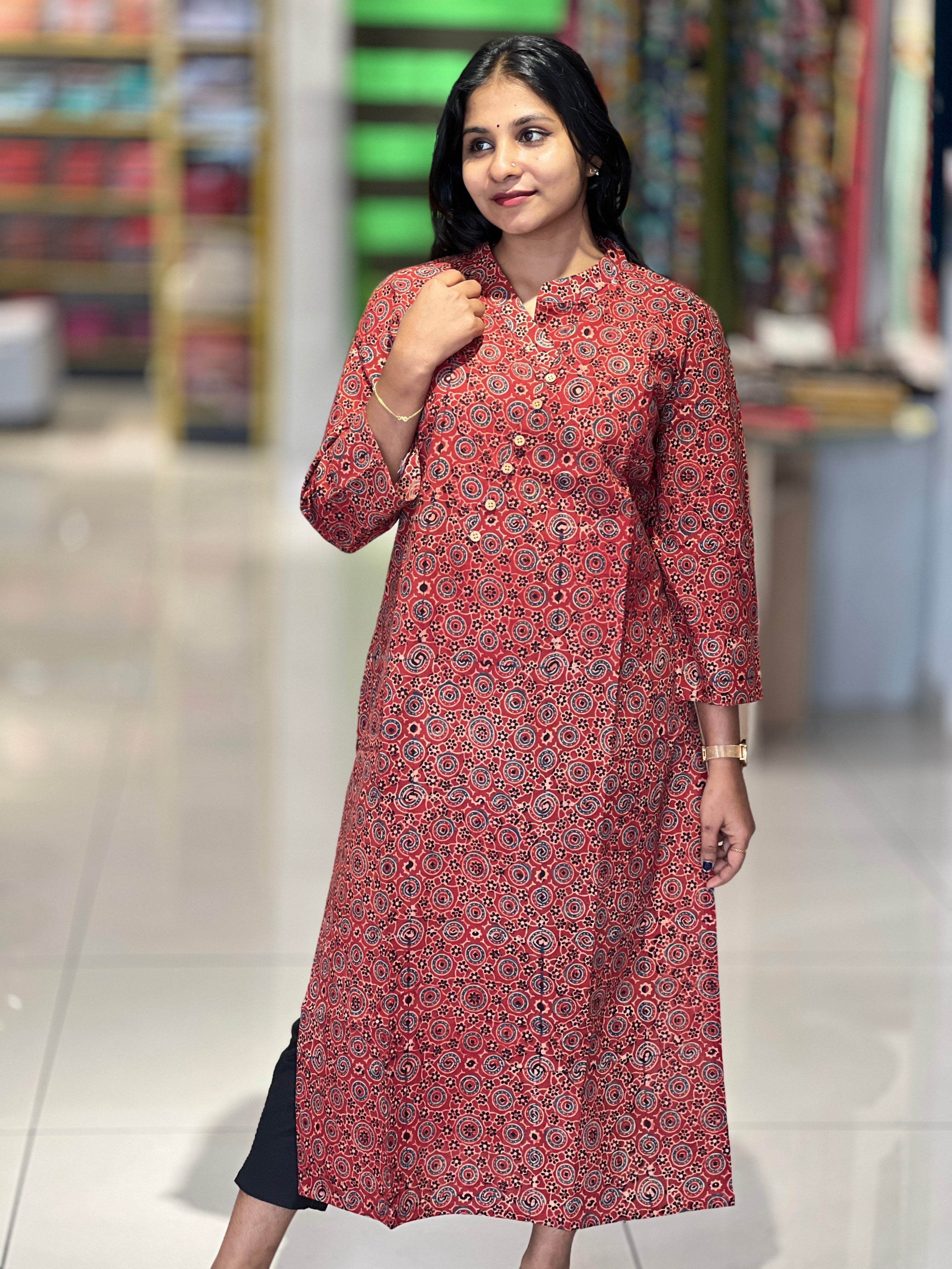Ajrak Print Patterned Cotton Kurta | DNT301