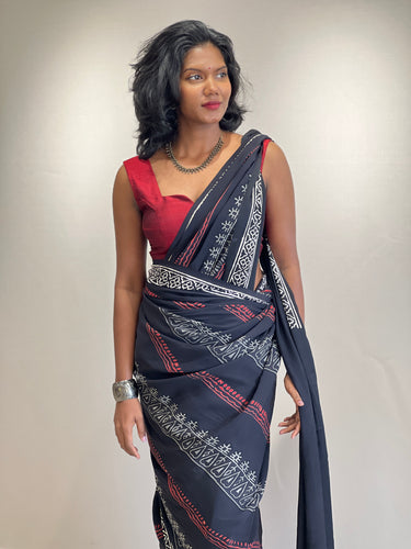 Block Printed Modal Silk Saree | JKL533