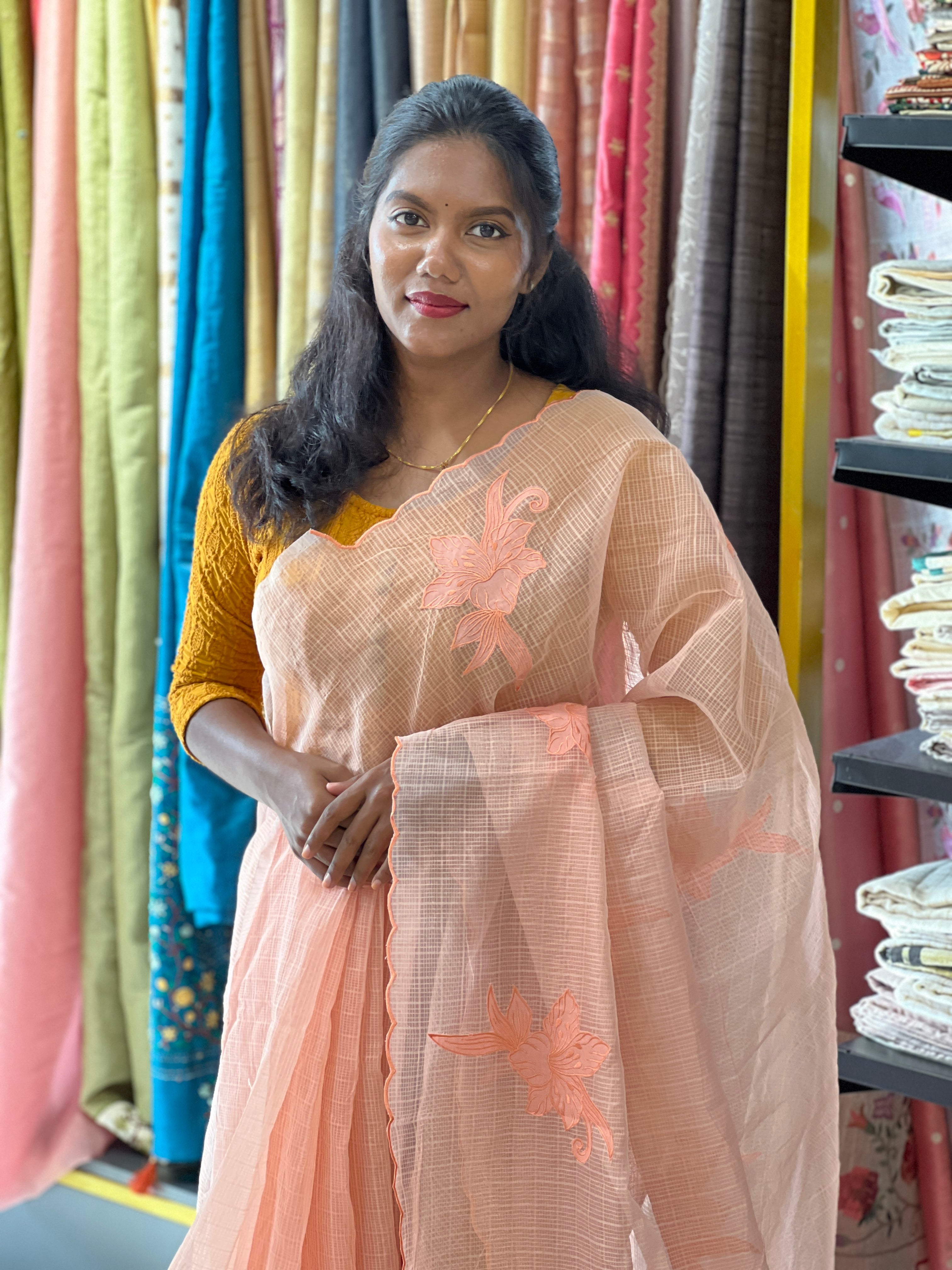 Floral Applique Detailed Kota Saree | BLD1626