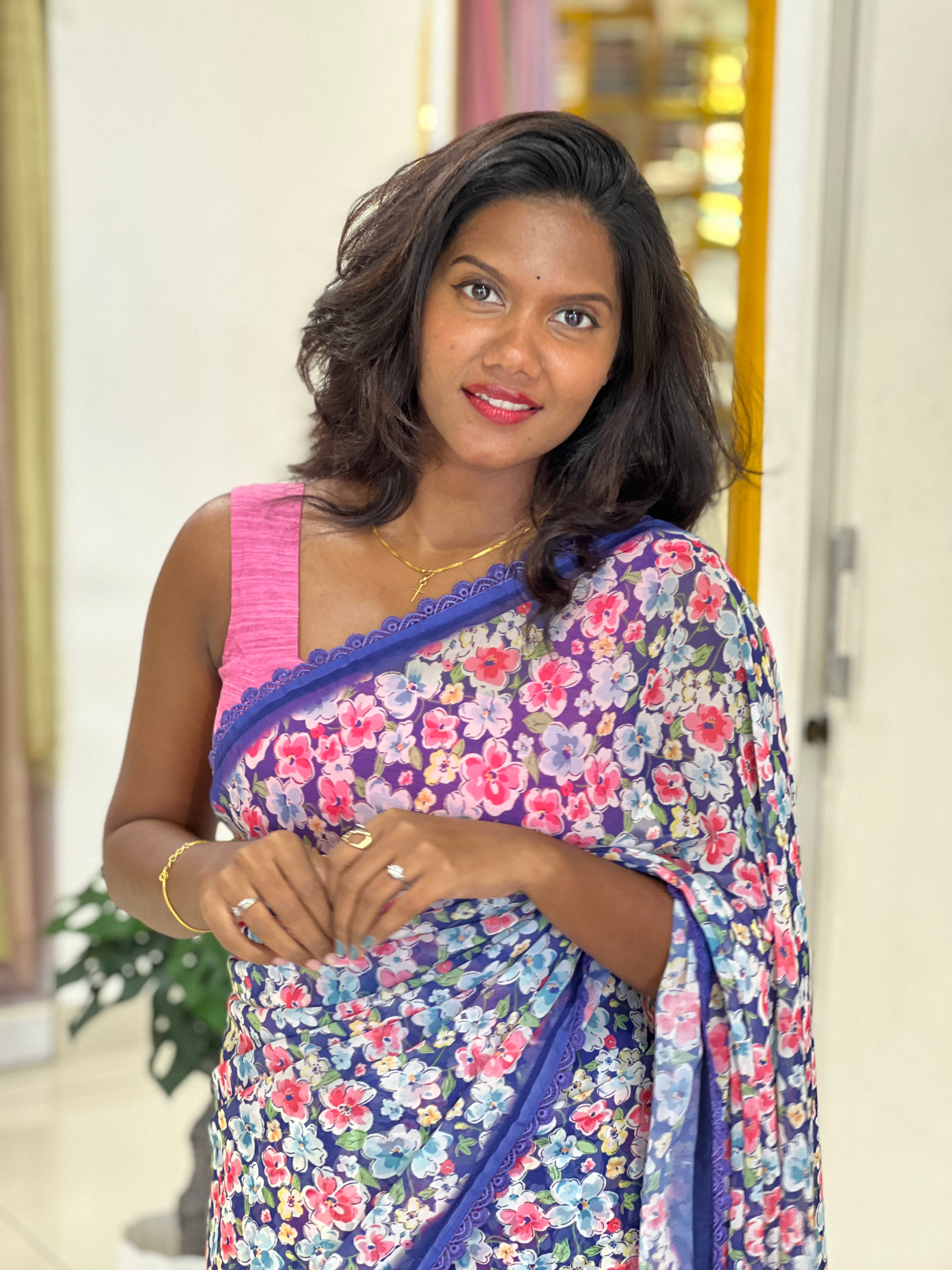 Digital Floral Printed Georgette Saree |HT454