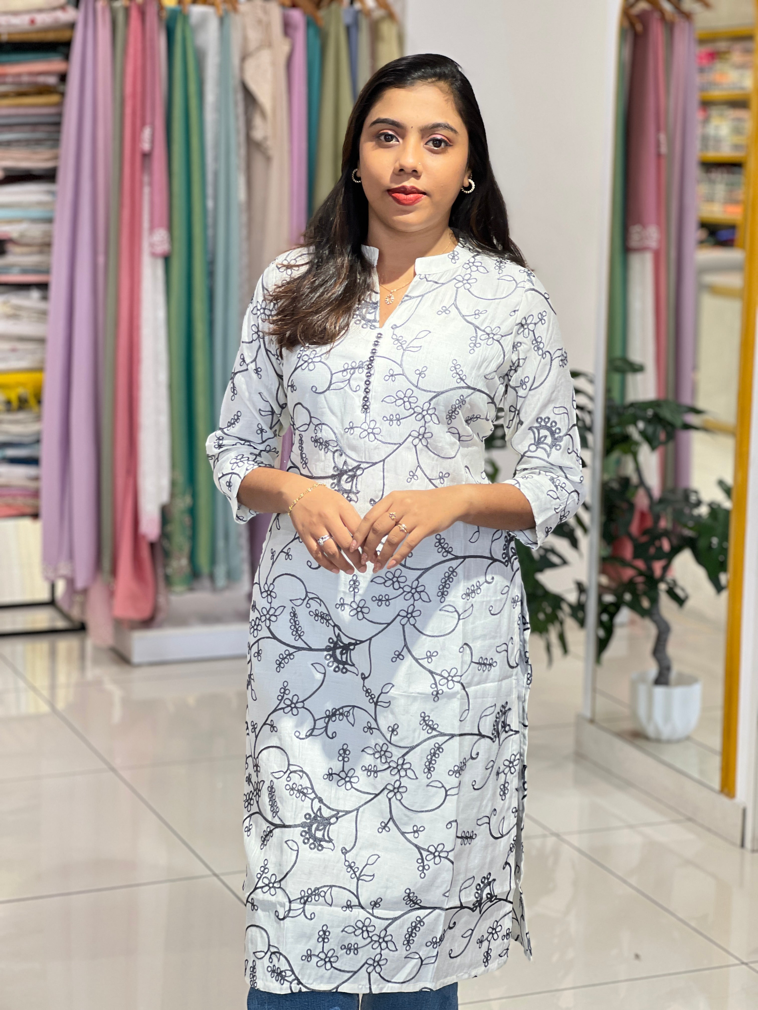 Floral Embroidery Kurta |DVC126