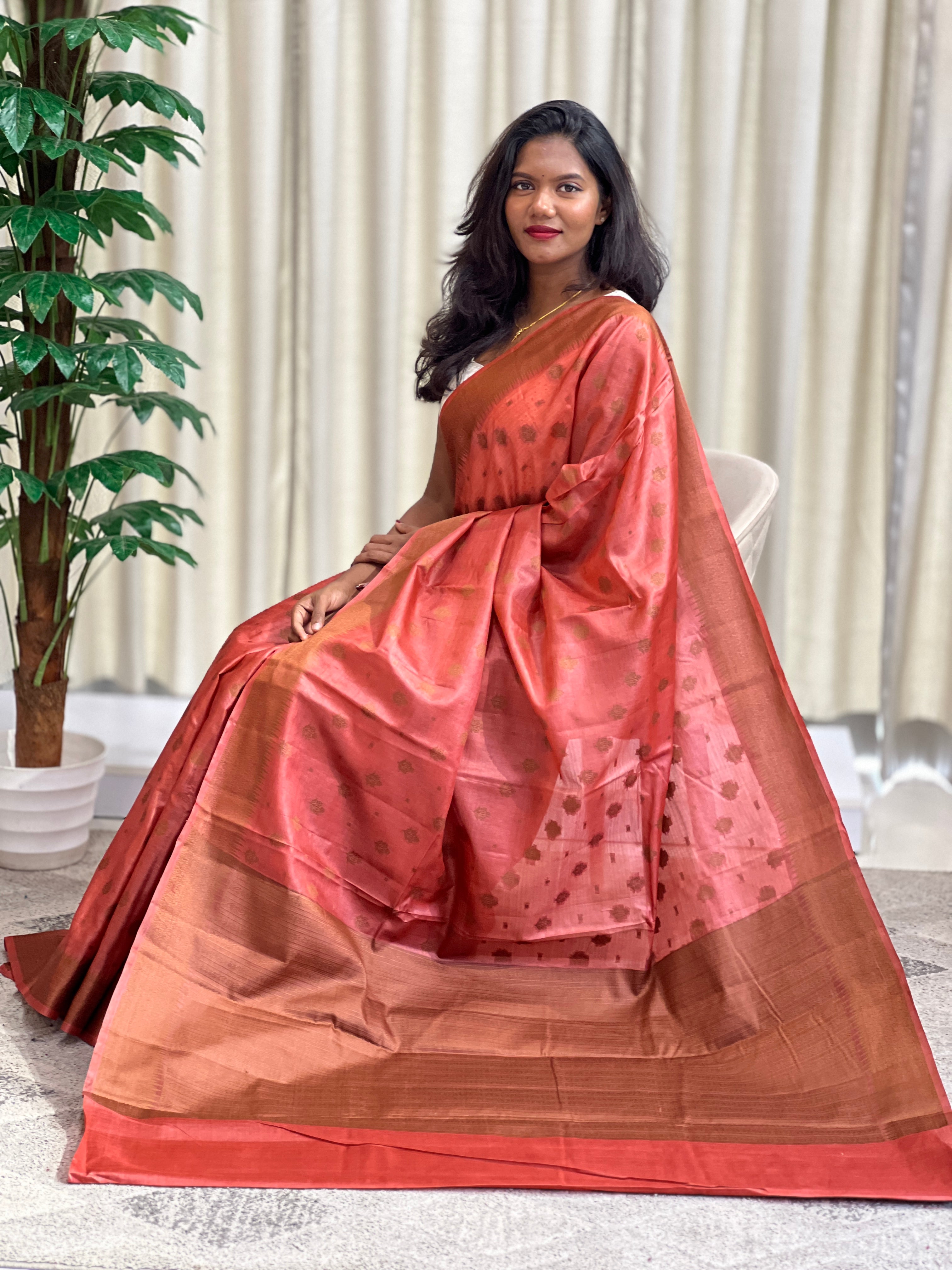 Buta Woven Pattern Tussar Saree | ZSS118