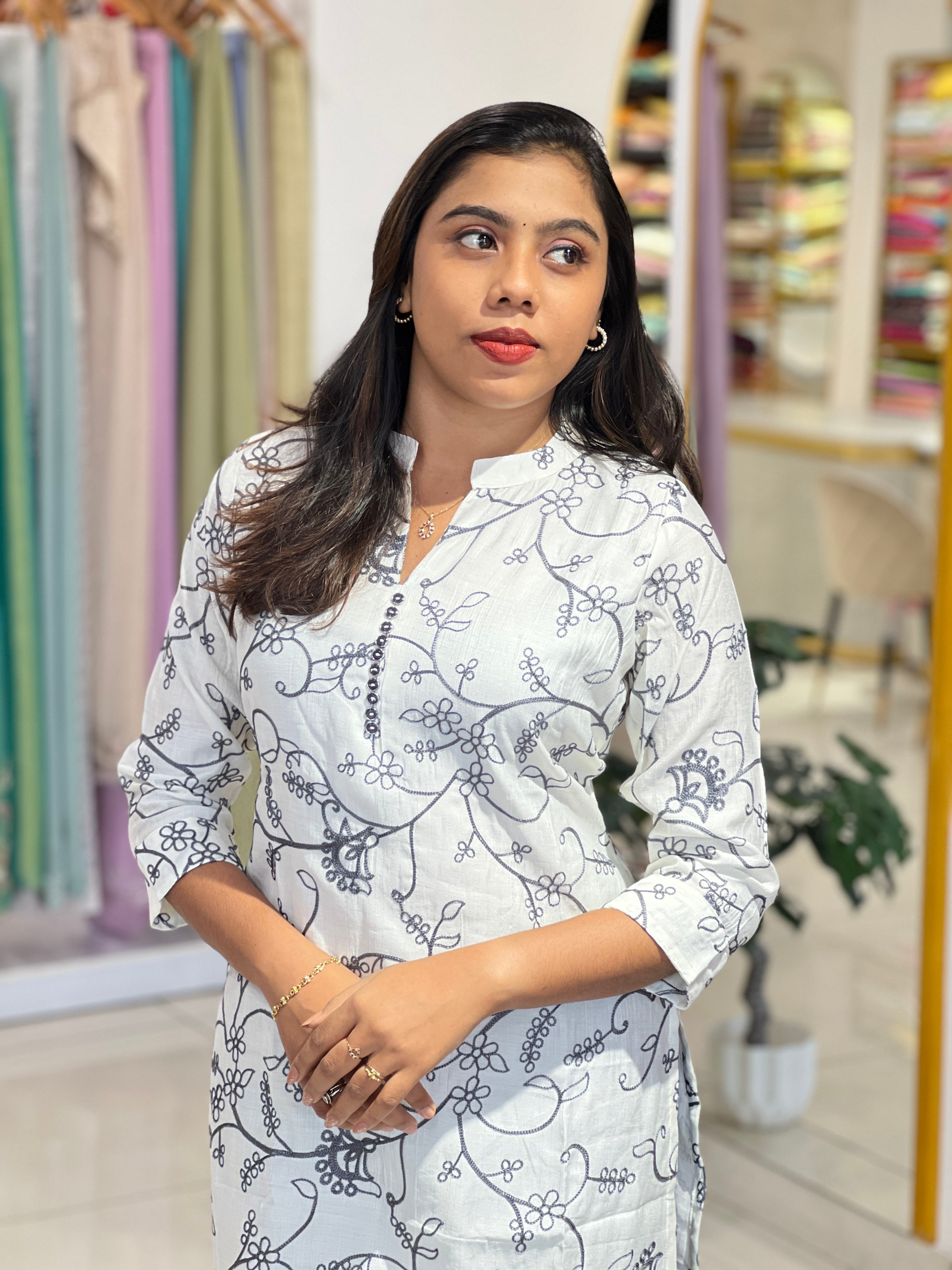 Floral Embroidery Kurta |DVC126