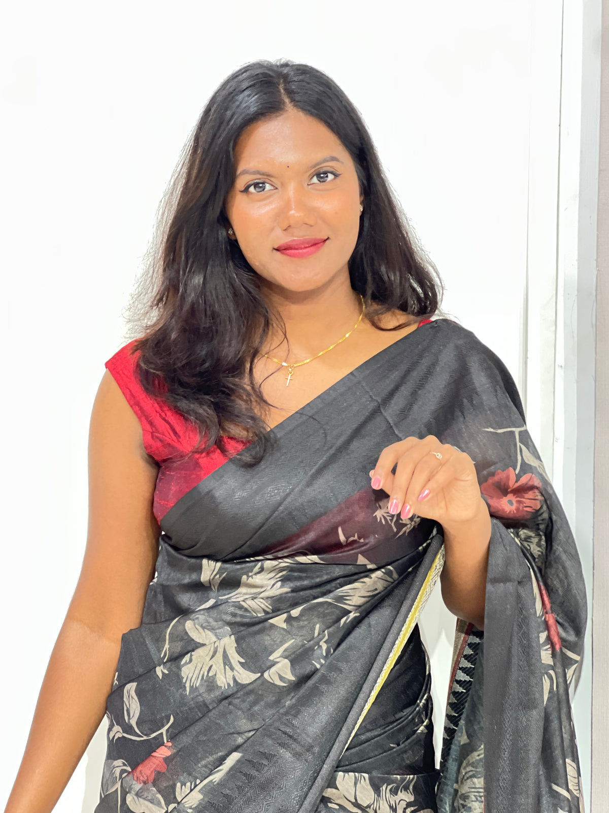 Floral Digital Print Semi Tussar Saree | AHD1987