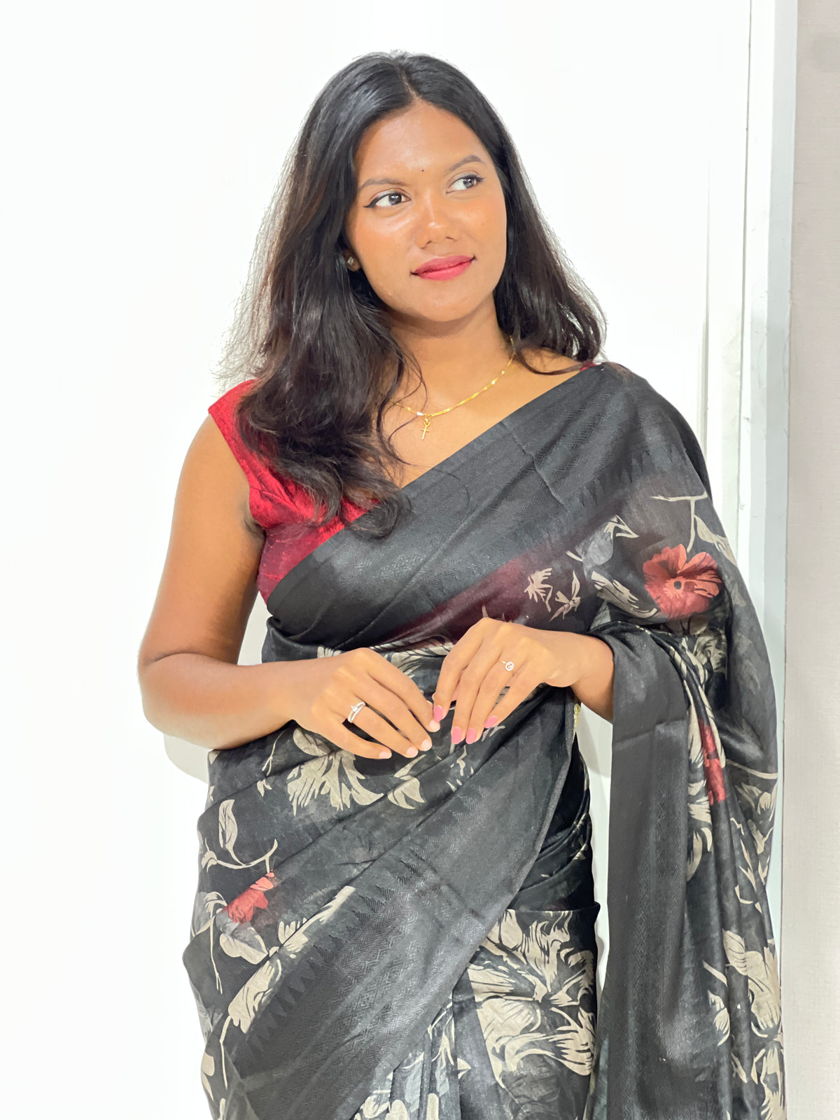 Floral Digital Print Semi Tussar Saree | AHD1987