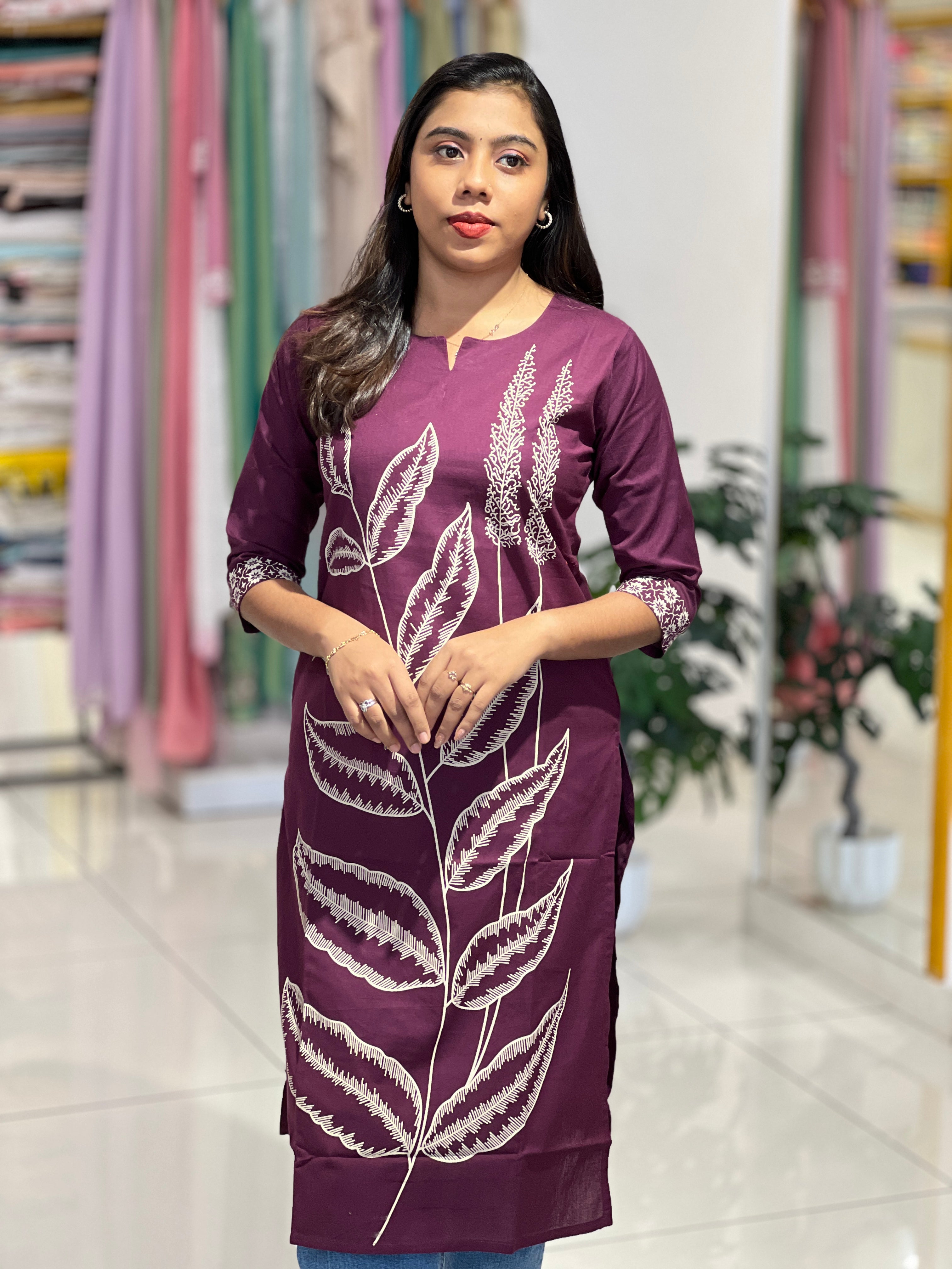 Leaf Printed Cotton Kurta |DVC134