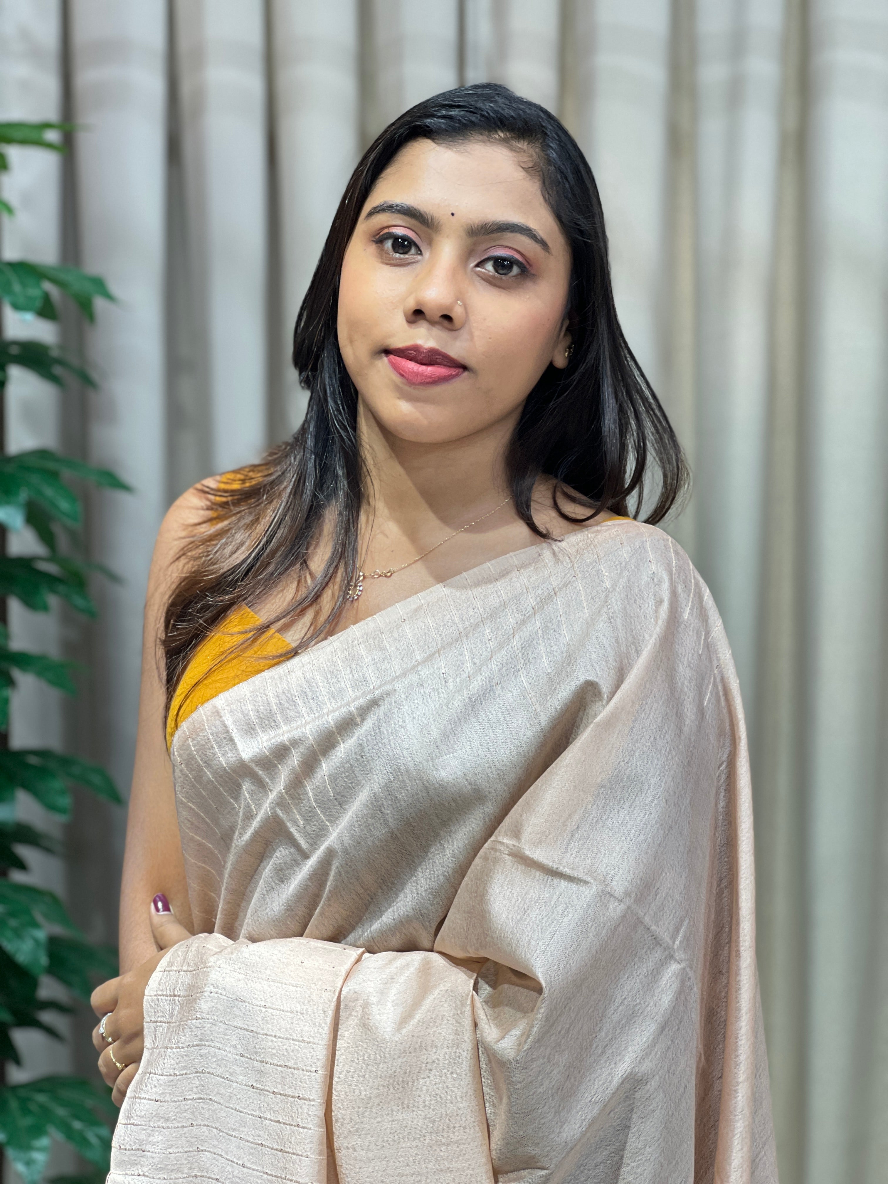 Kesiya With Sequins Detailed Bhagalpuri Linen Saree | PF1116