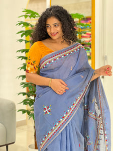 Hand Embroidery Chanderi Saree | RP524