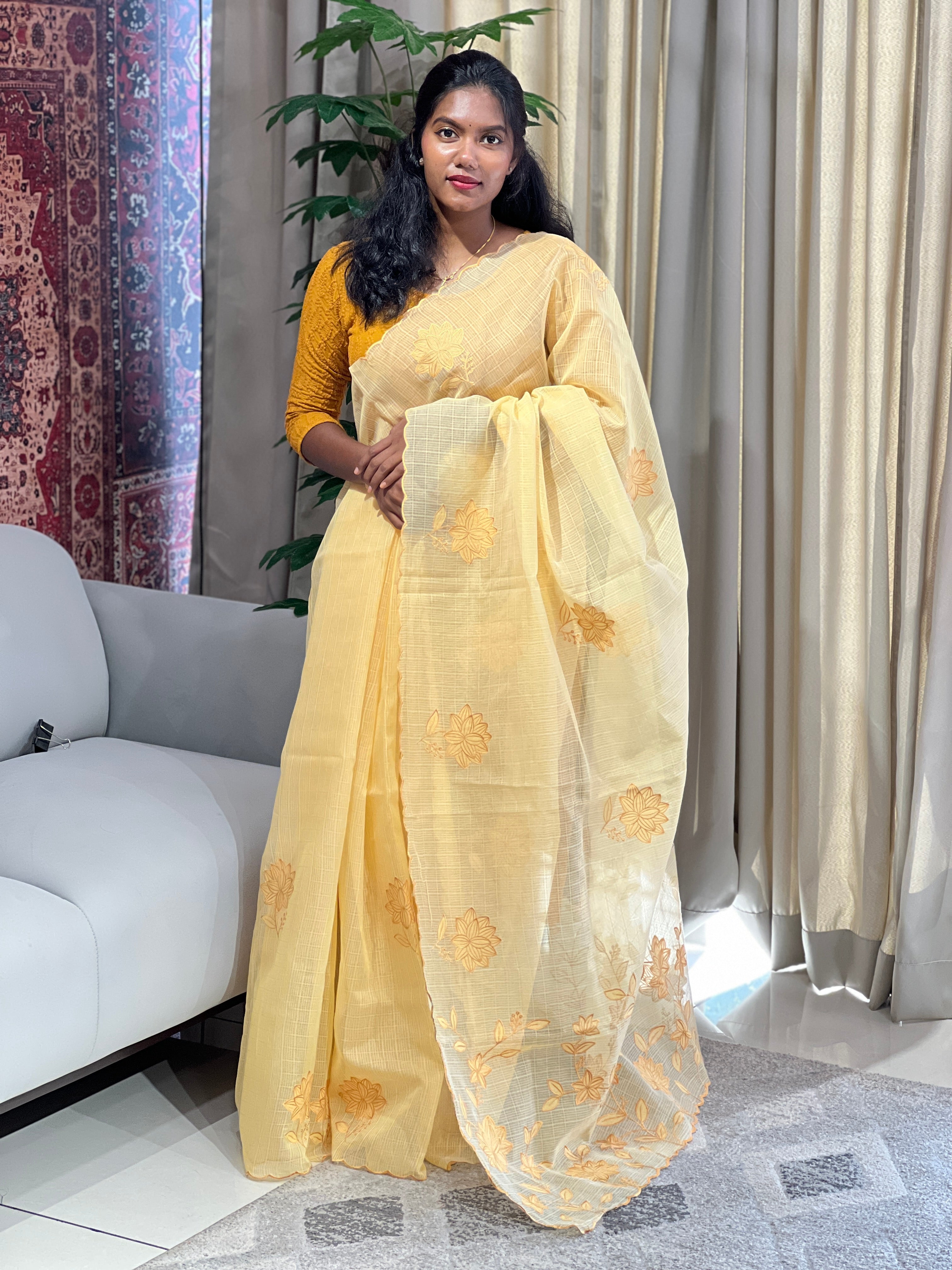 Floral Applique Detailing Kota Saree | BLD1622