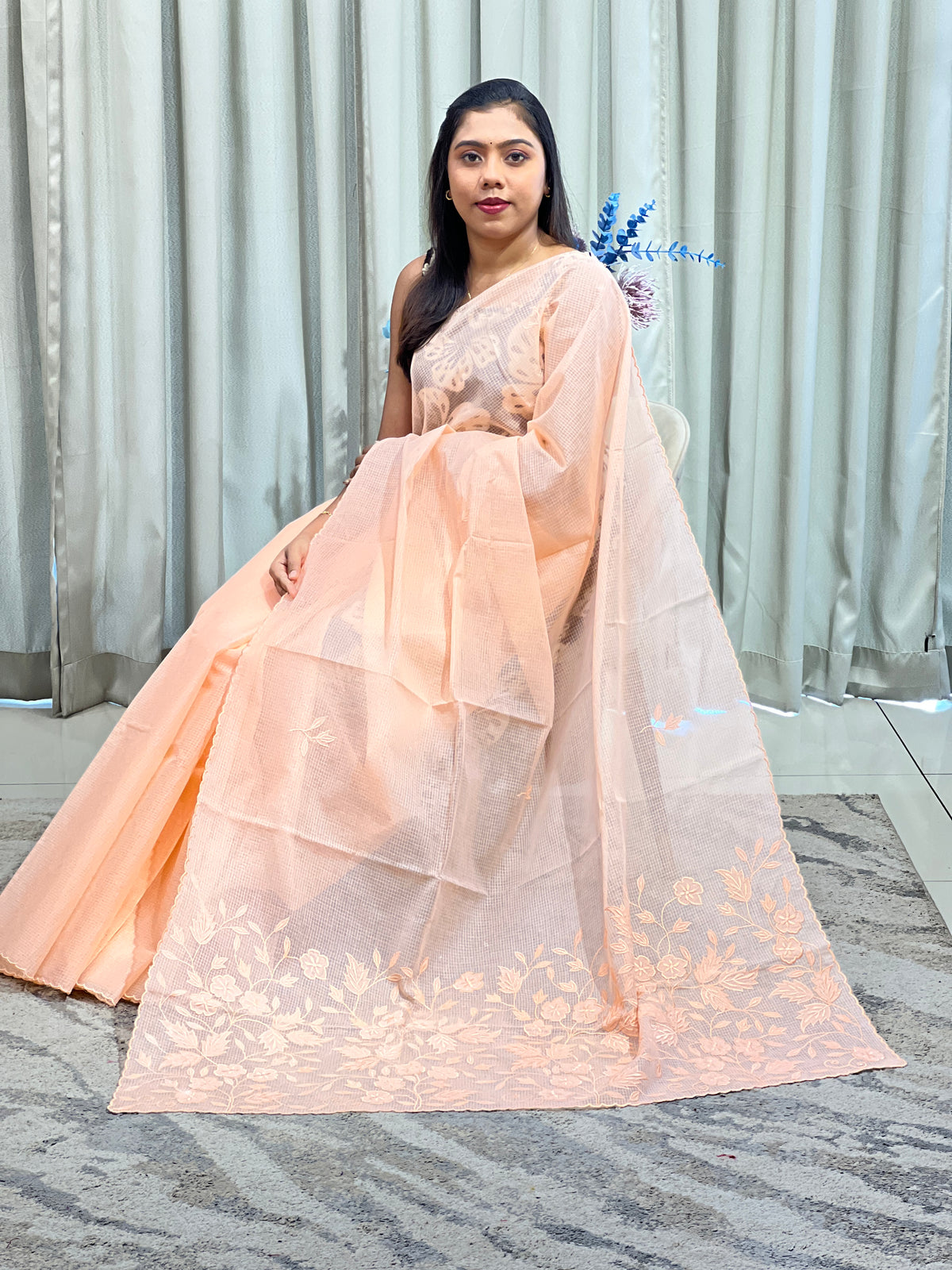 Floral Embroidered Kota Saree | AHD1993