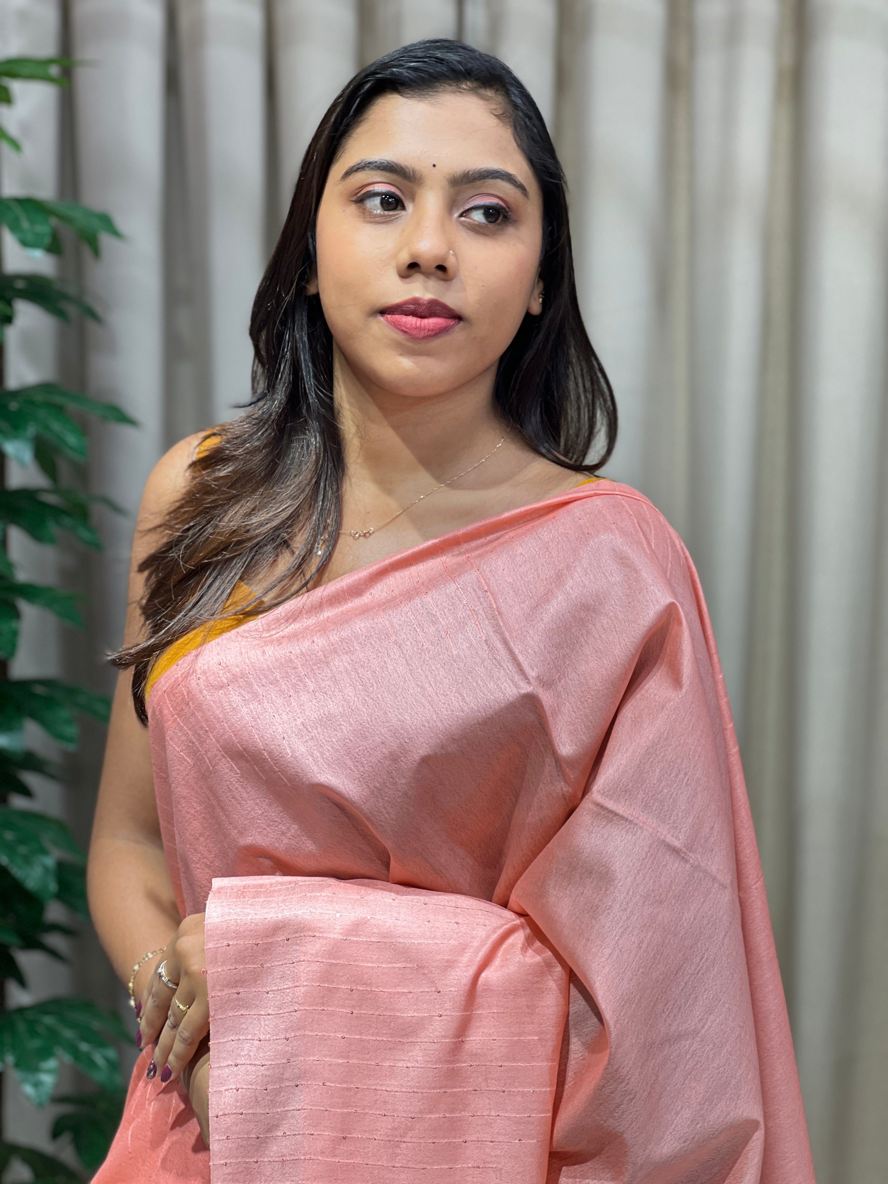 Kesiya With Sequins Detailed Bhagalpuri Linen Saree | PF1115