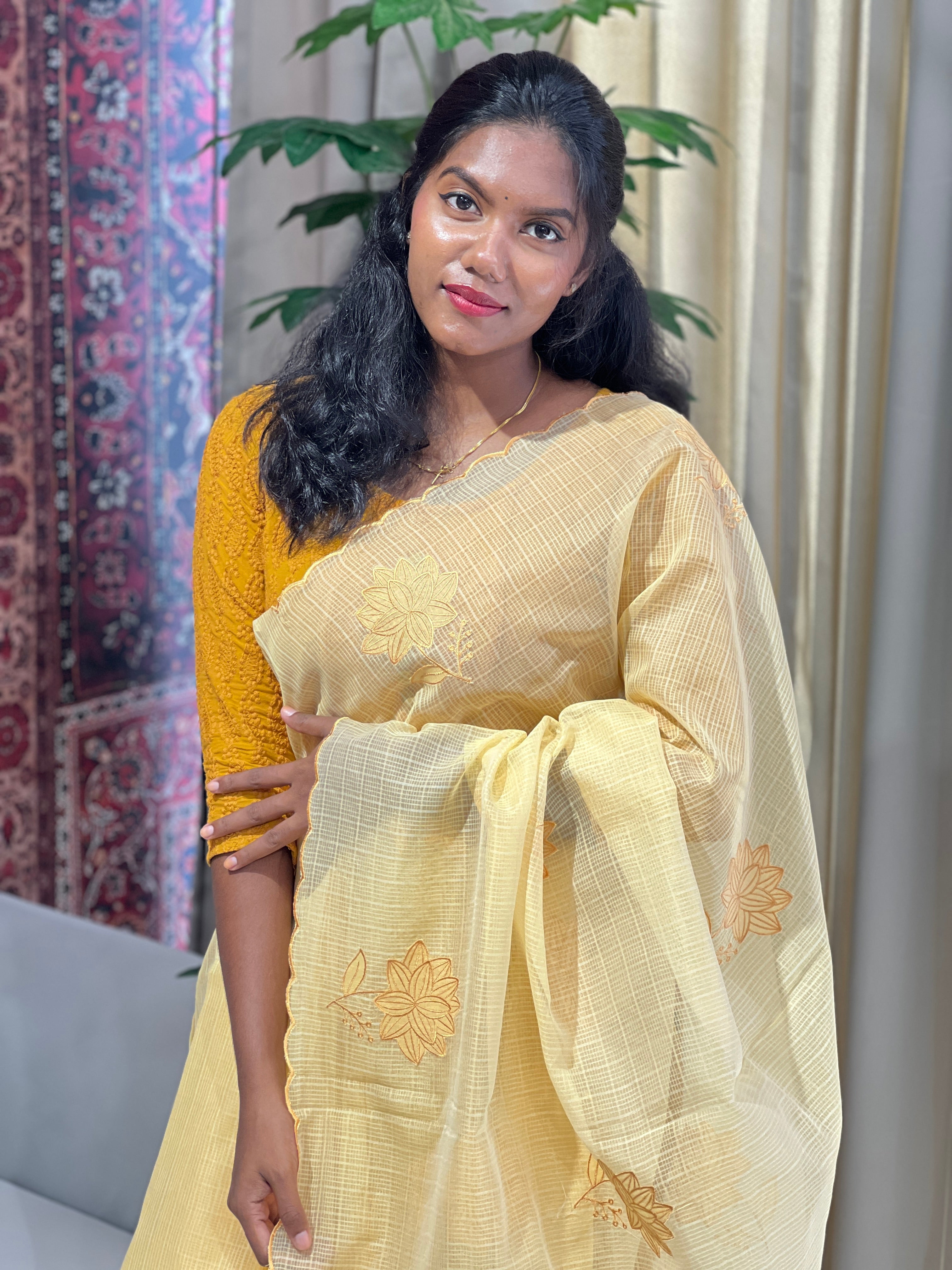 Floral Applique Detailing Kota Saree | BLD1622