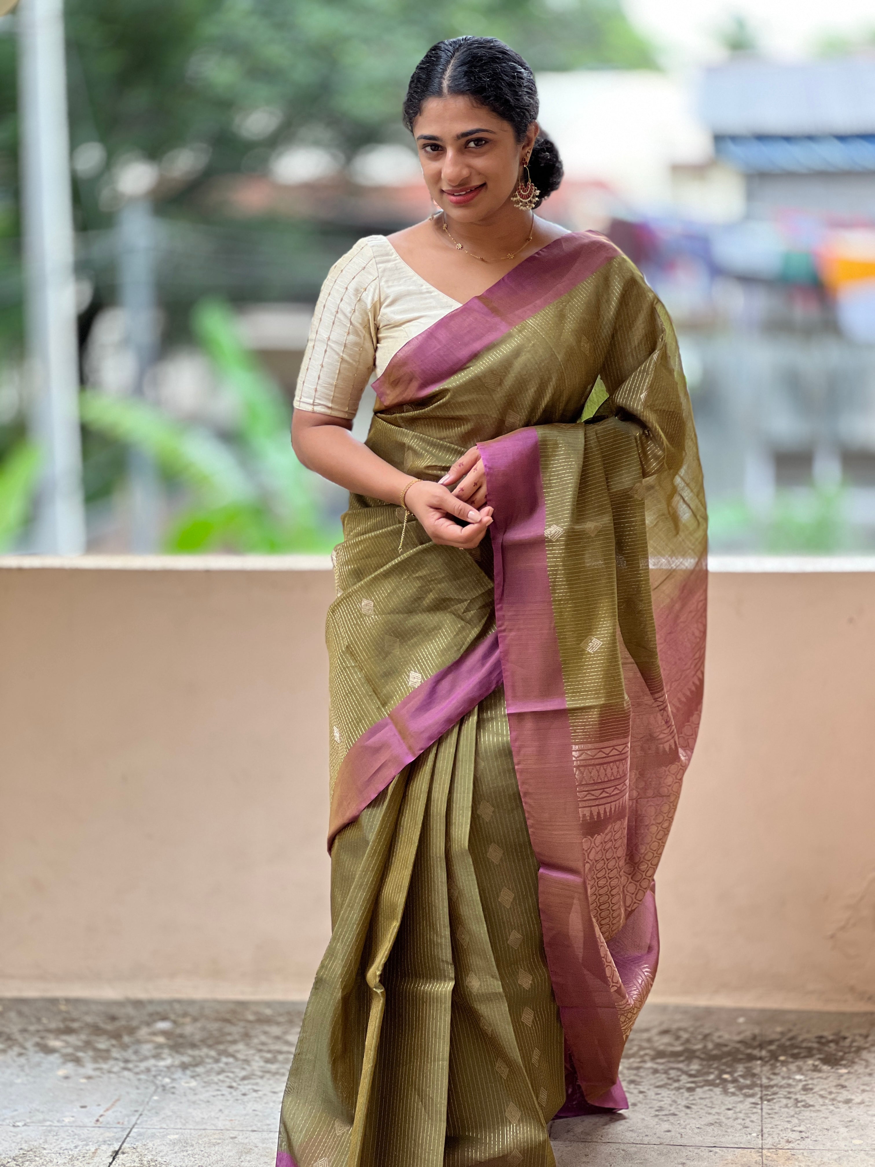 Vertical Line Weaving Cotton Silk Saree |  KTS158
