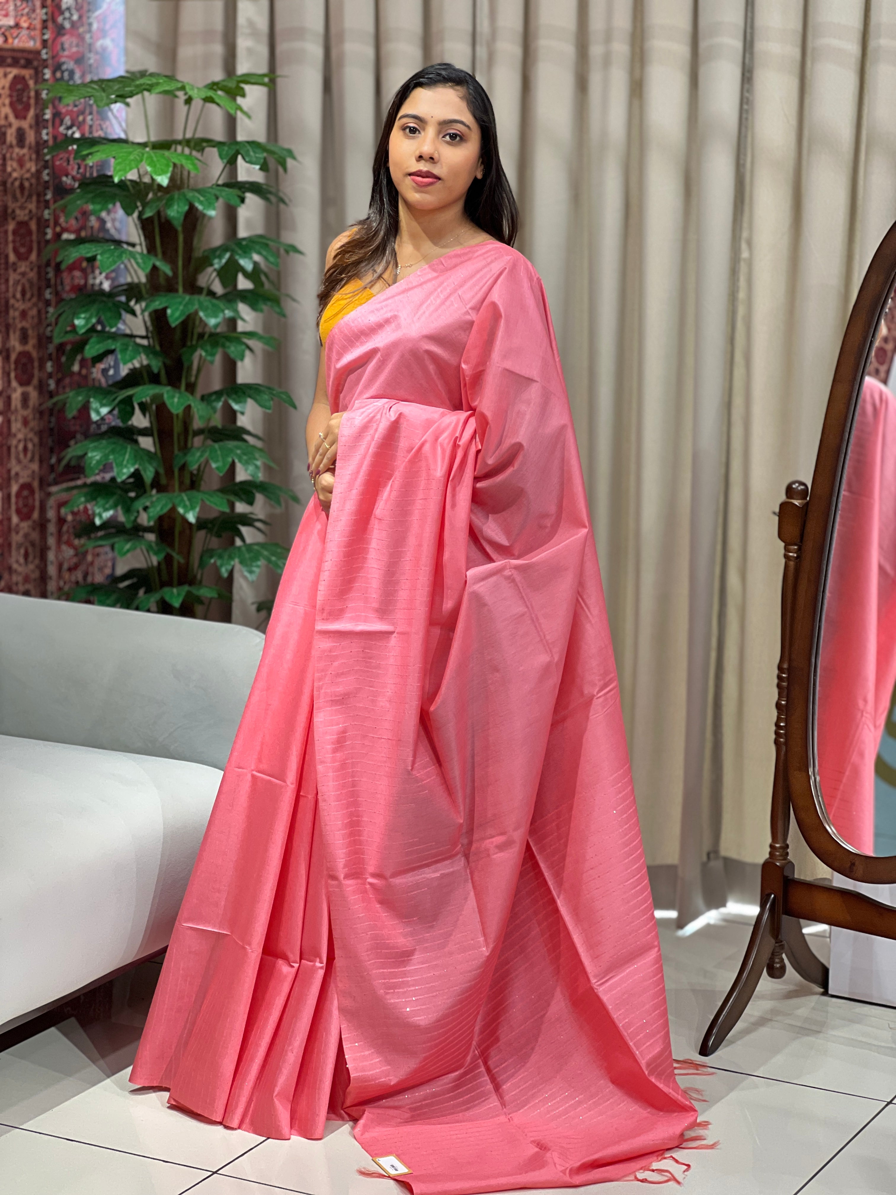 Kesiya With Sequins Detailed Bhagalpuri Linen Saree | PF1112