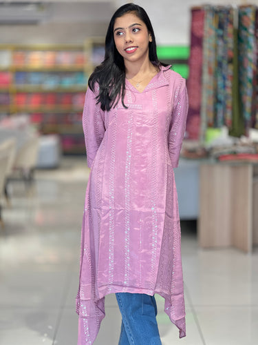 Machine Embroidered Shimmer Georgette Kurta | DNT330