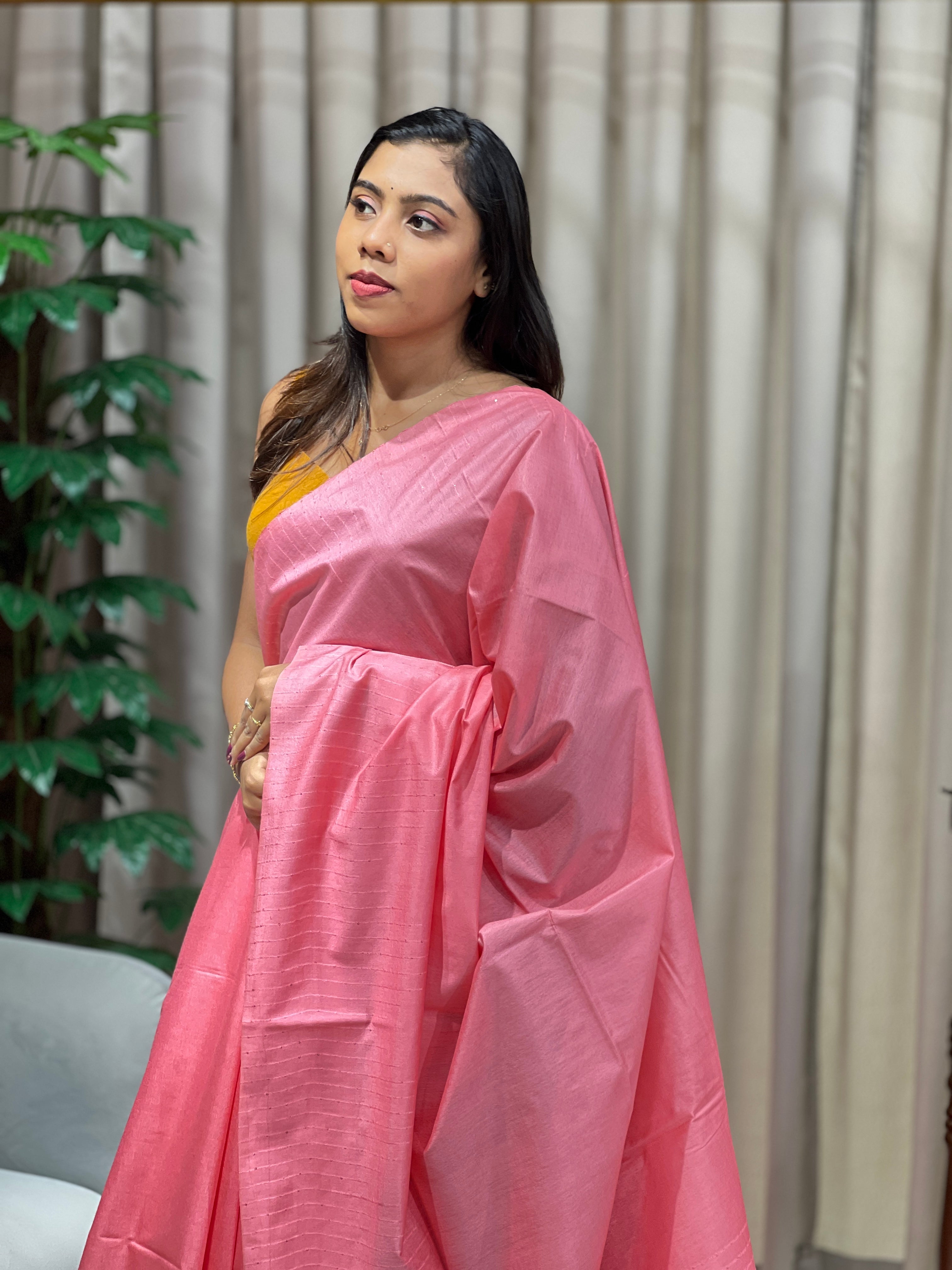 Kesiya With Sequins Detailed Bhagalpuri Linen Saree | PF1112