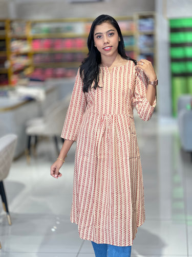 Hand Block Printed Cotton Kurta | DNT296