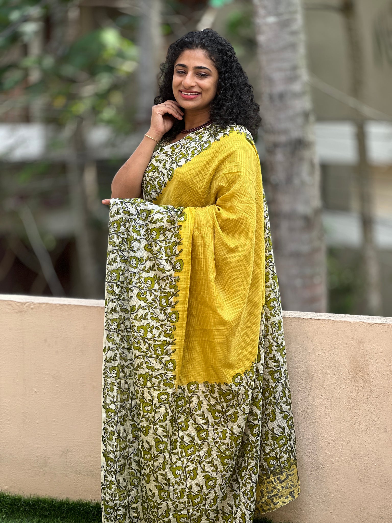 Buy Black and White Cotton Block Print Saree-20063