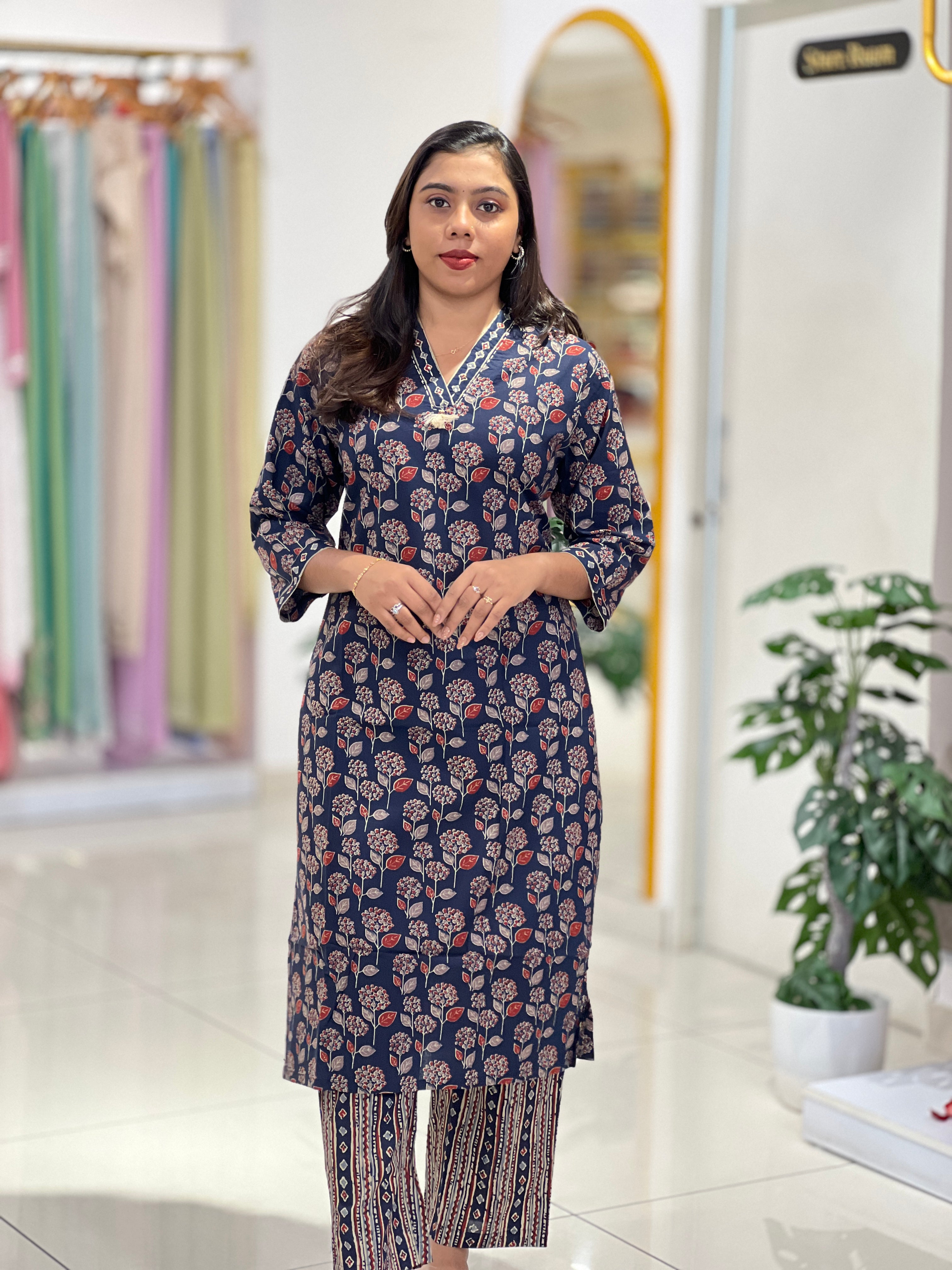 Floral Printed Pattern Cotton Kurta Set |DVC146