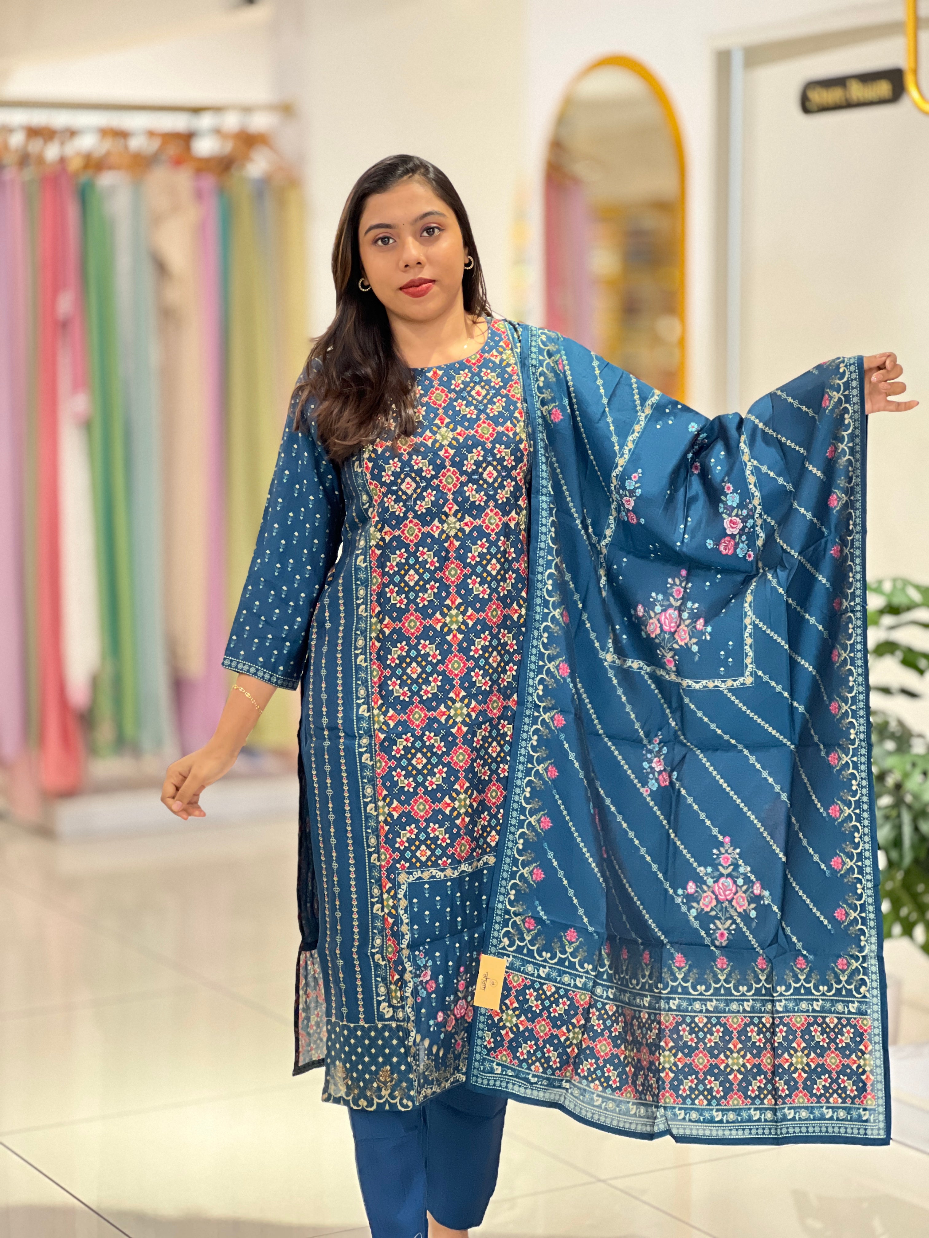 Digital printed Semi Silk Kurta Set | DVC130