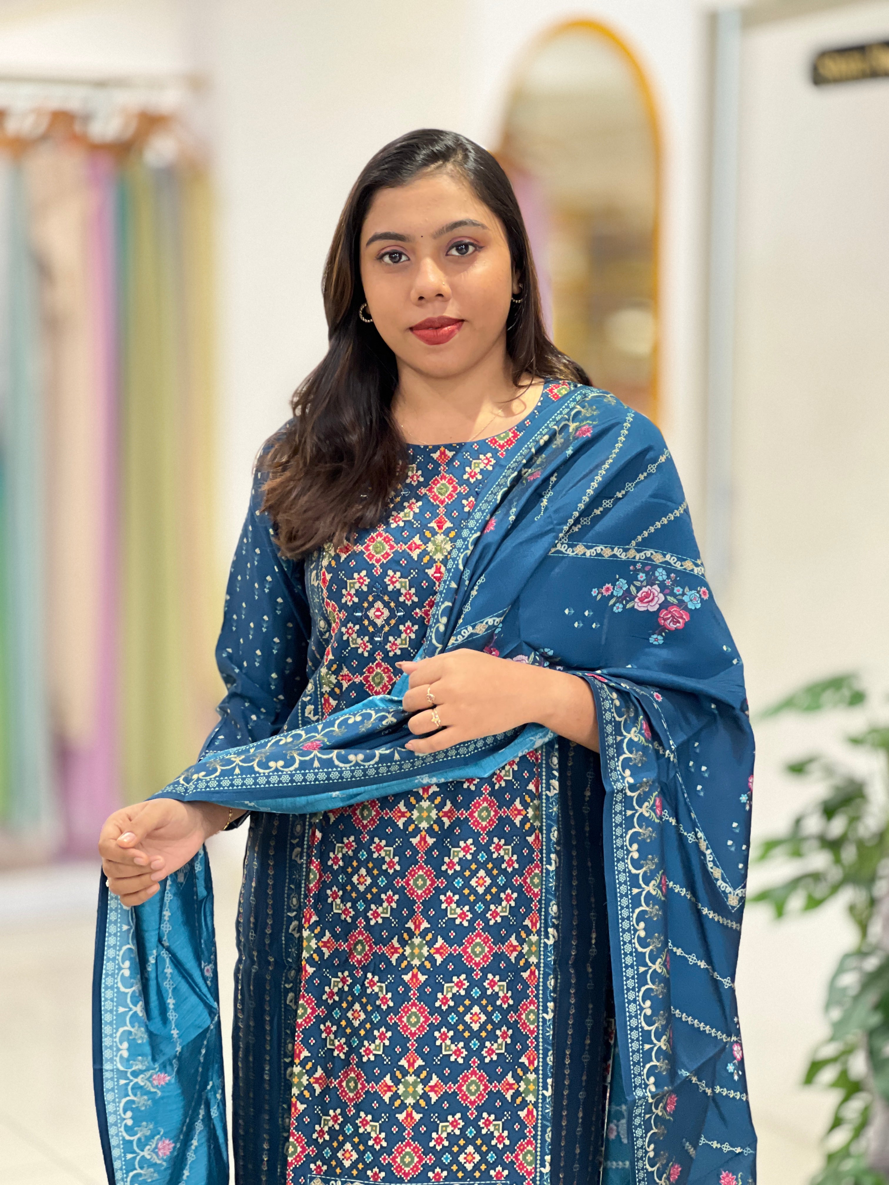 Digital printed Semi Silk Kurta Set | DVC130