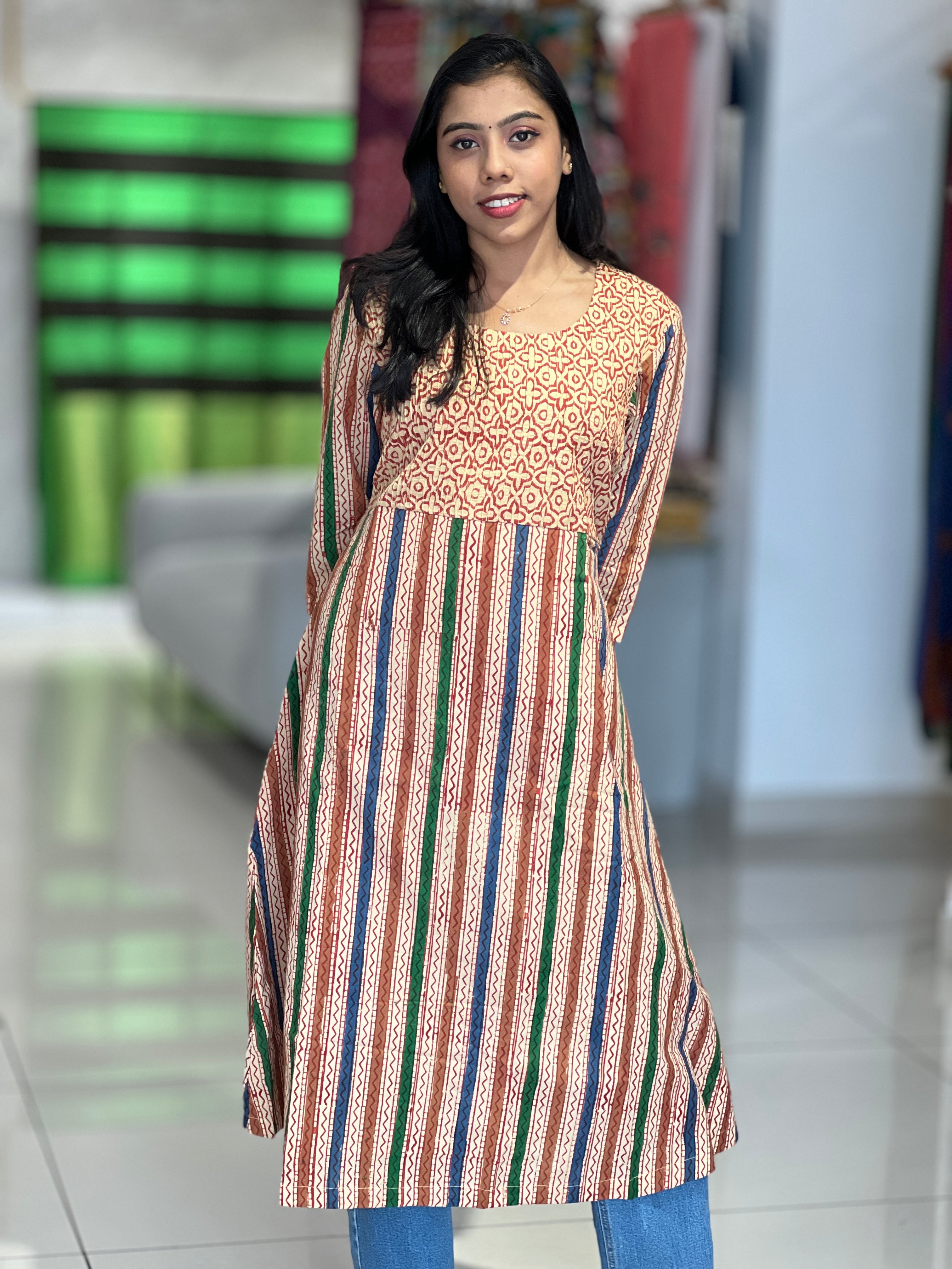 Hand Block Printed Cotton Kurta | DNT339