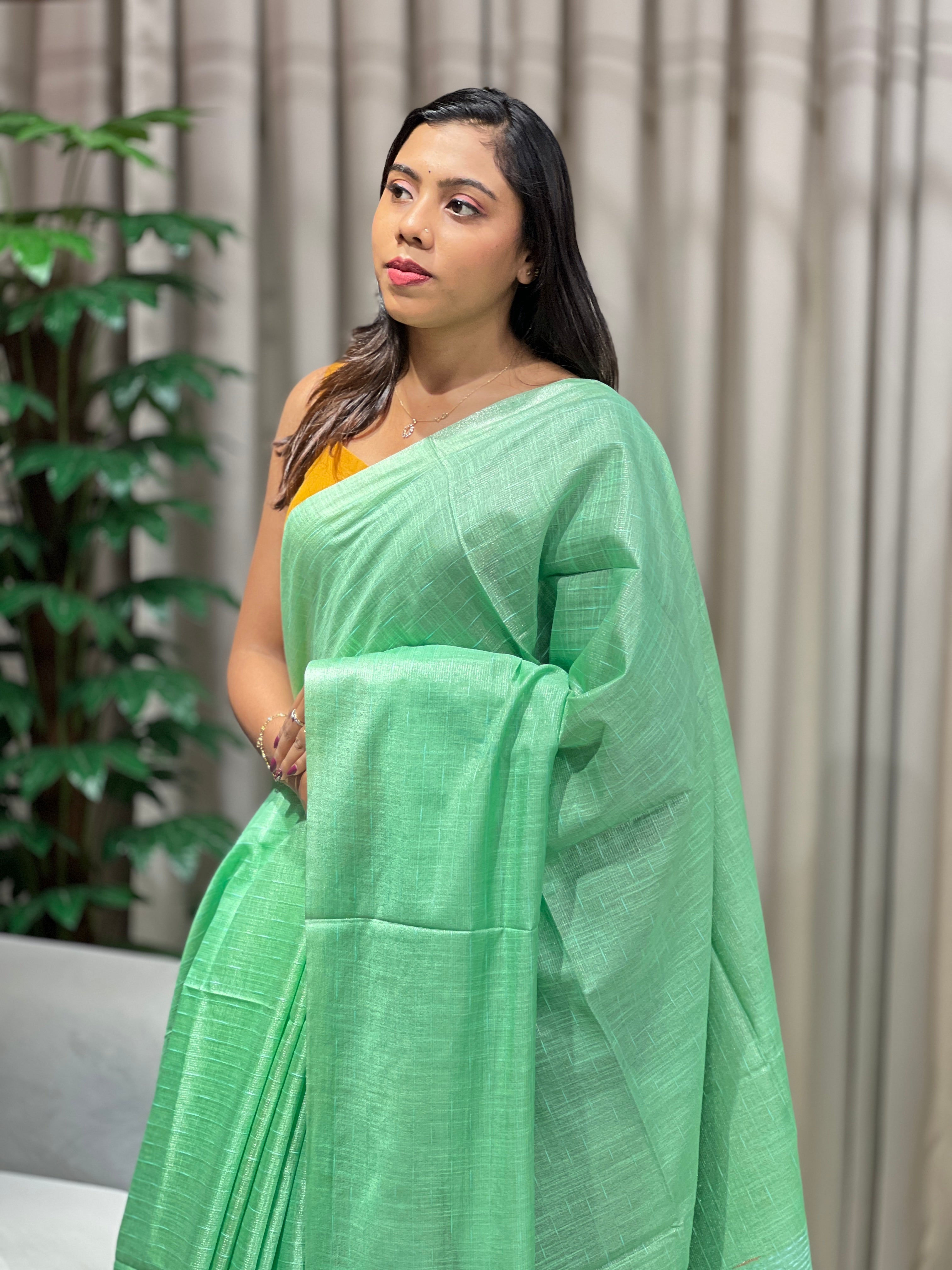 Thread Weaved Linen Finish Saree | PF1159