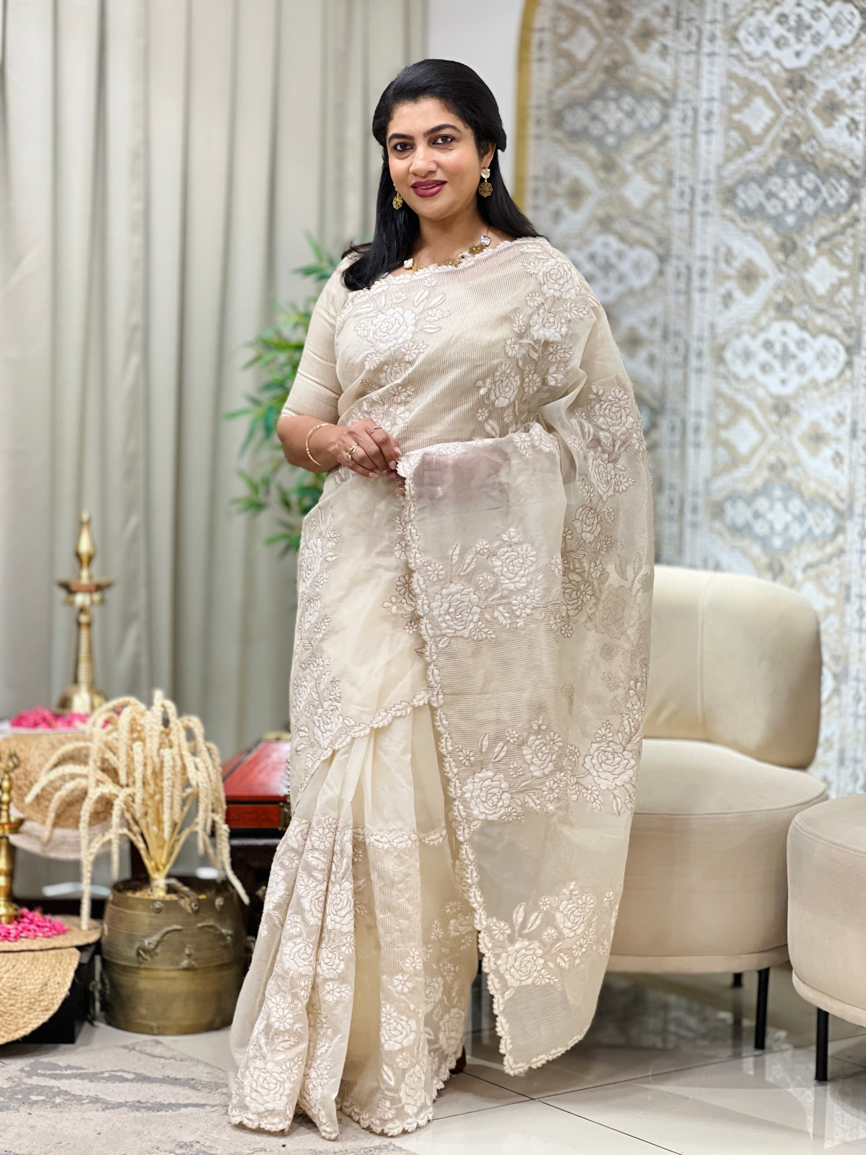 Banarasi Line Woven Viscose Organza Saree | MM631
