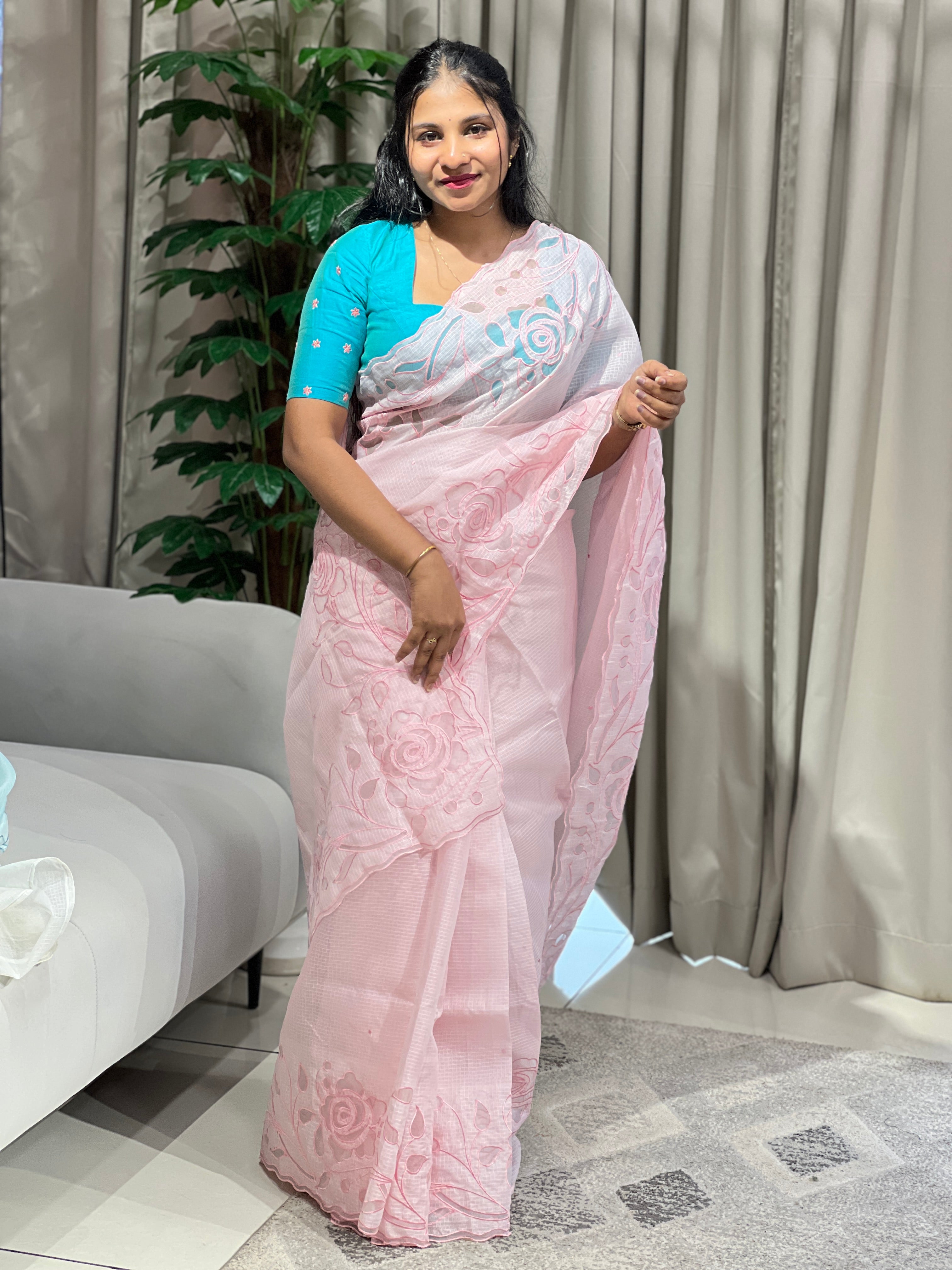 Floral Applique Detailed Kota Saree | BLD1652