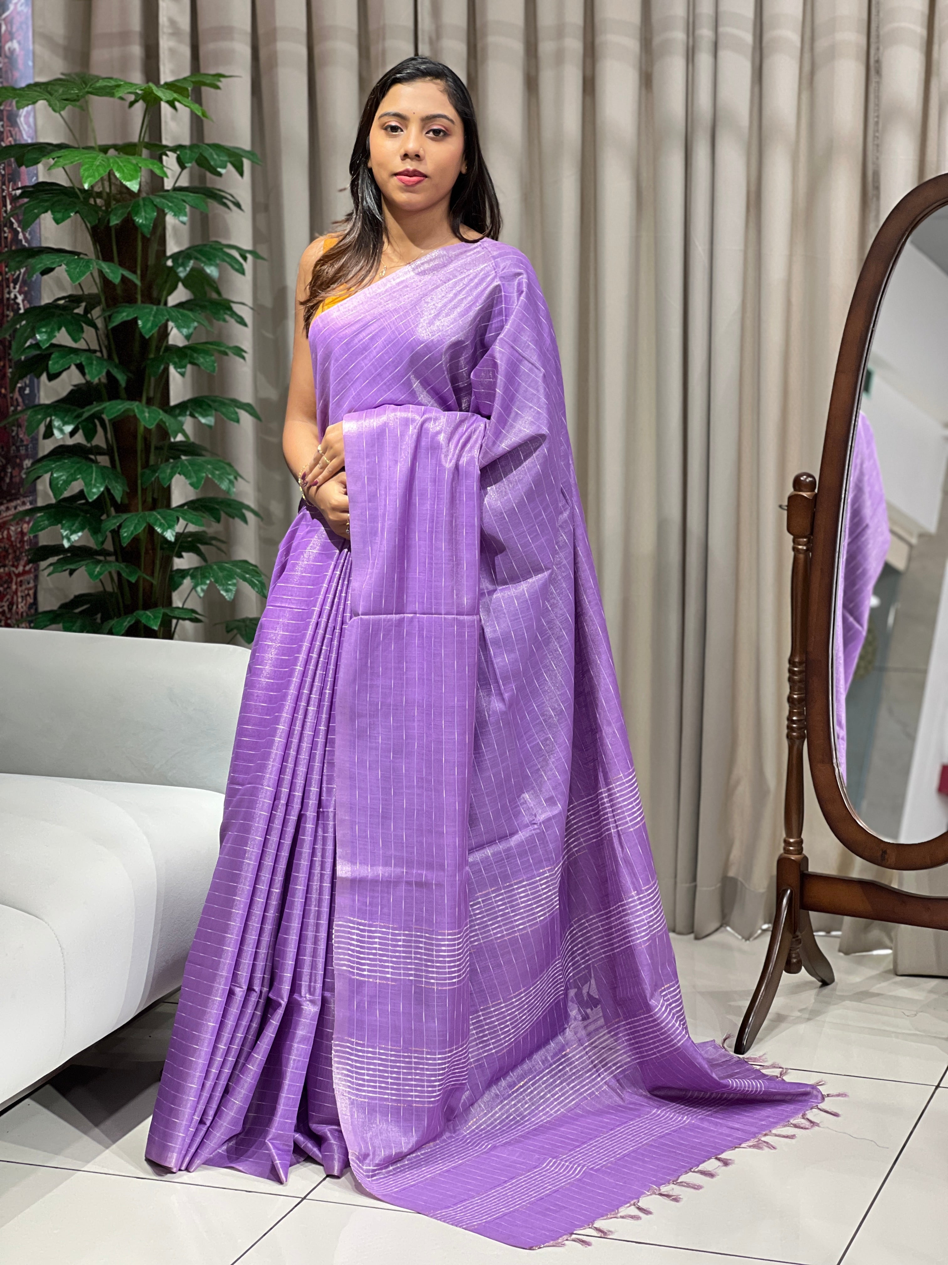 Thread Weaved Linen Finish Saree | PF1156