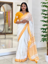 Temple Border Detailed Bhagalpuri Linen Saree | NHH247