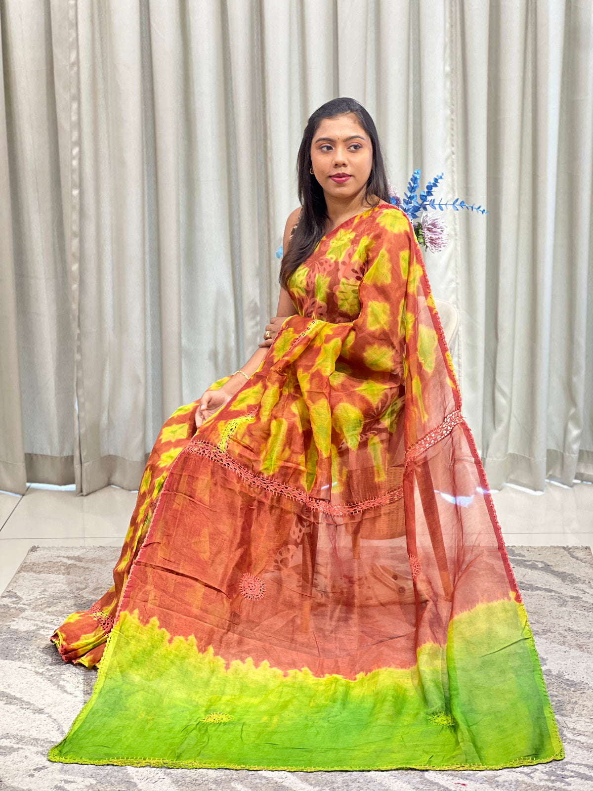 Tie & Dye Pattern Kota Saree  | AHD1959