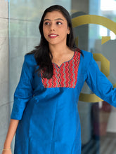 Hand Block Printed Yoke Detailed Semi Silk Kurta | DNT311