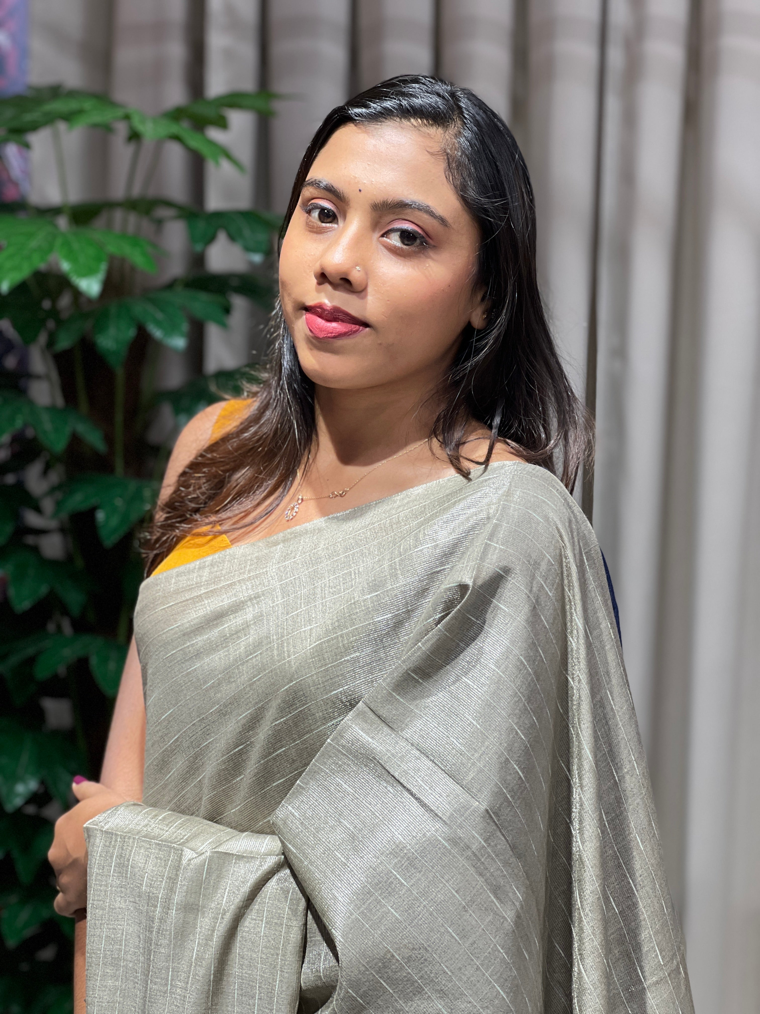 Thread Weaved Linen Finish Saree | PF1158