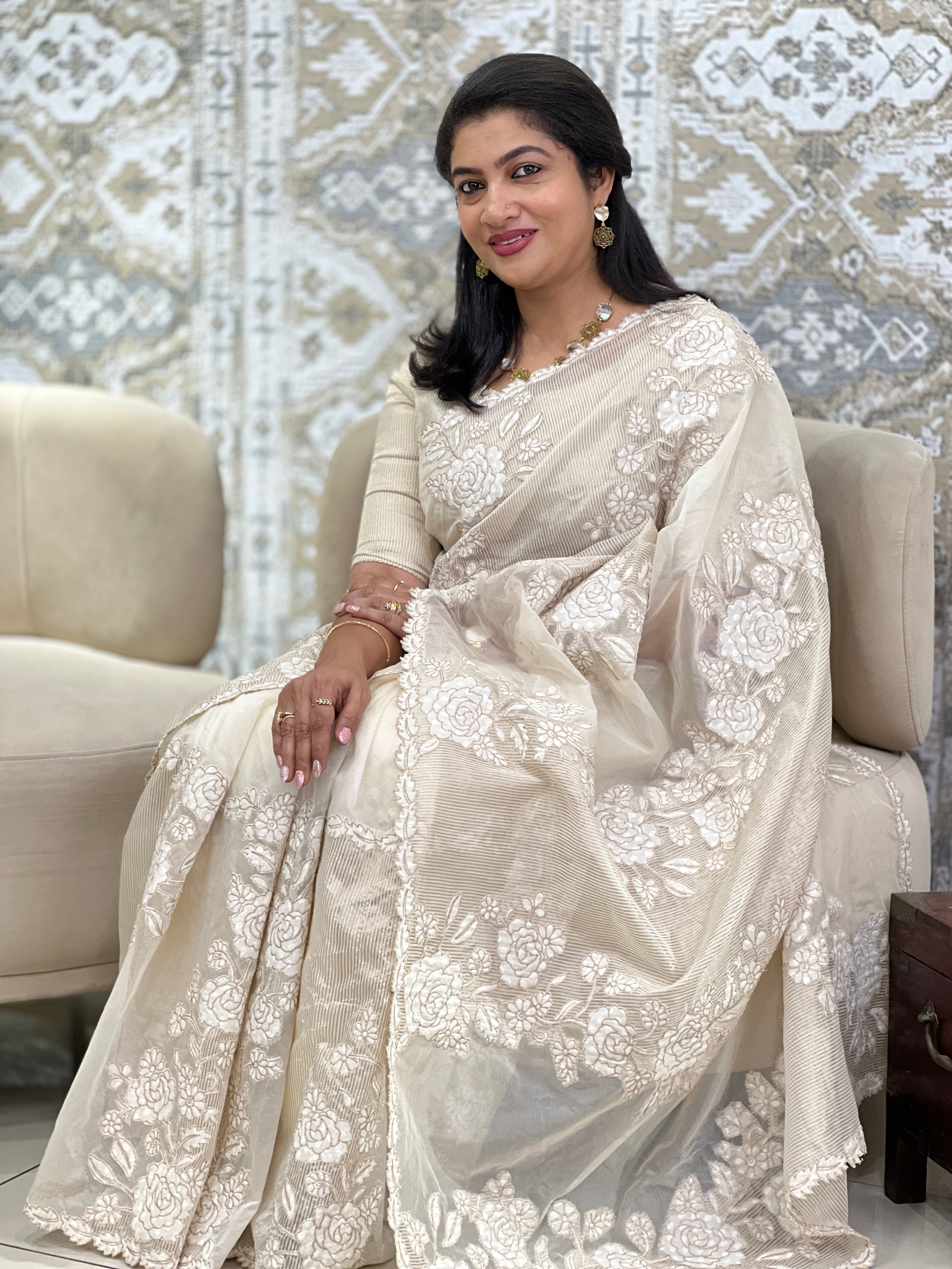 Banarasi Line Woven Viscose Organza Saree | MM631
