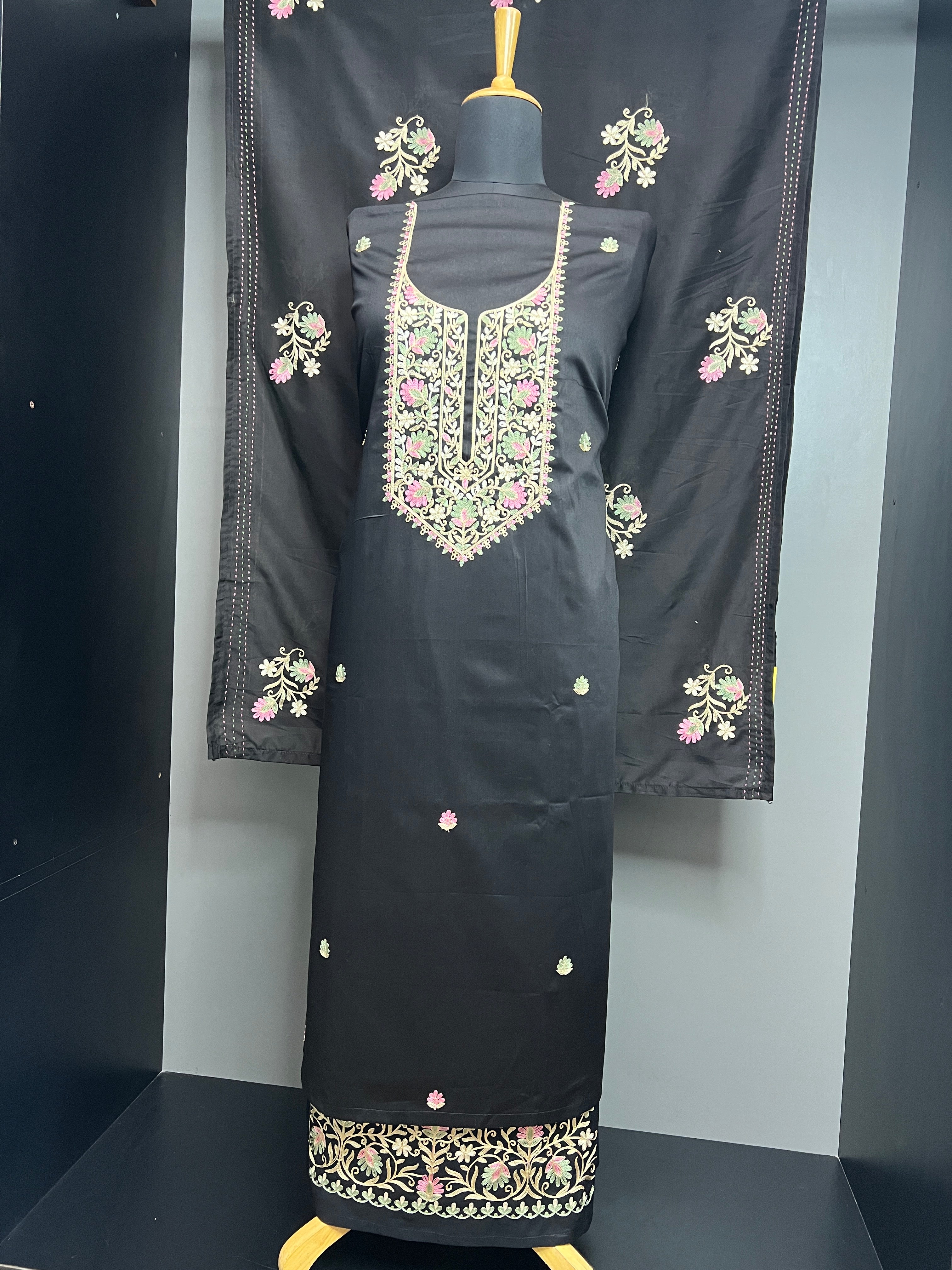 Machine Embroidery Floral Patterned Jamun Cotton Salwar Set | SW2226
